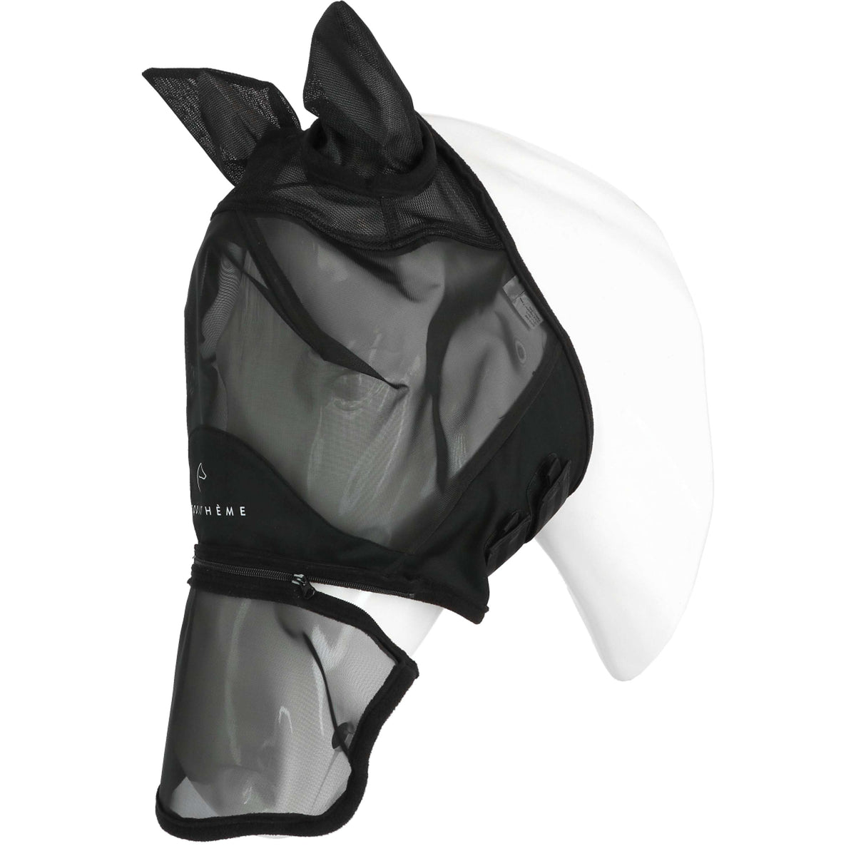 EQUITHÈME Masque Anti-Mouches Zipper avec Protection UV Noir