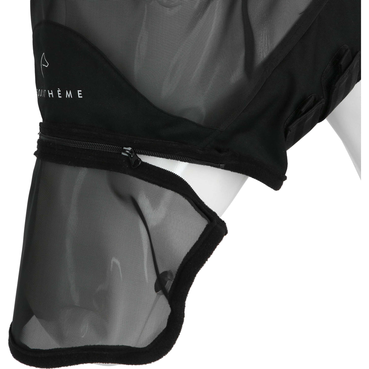 EQUITHÈME Masque Anti-Mouches Zipper avec Protection UV Noir