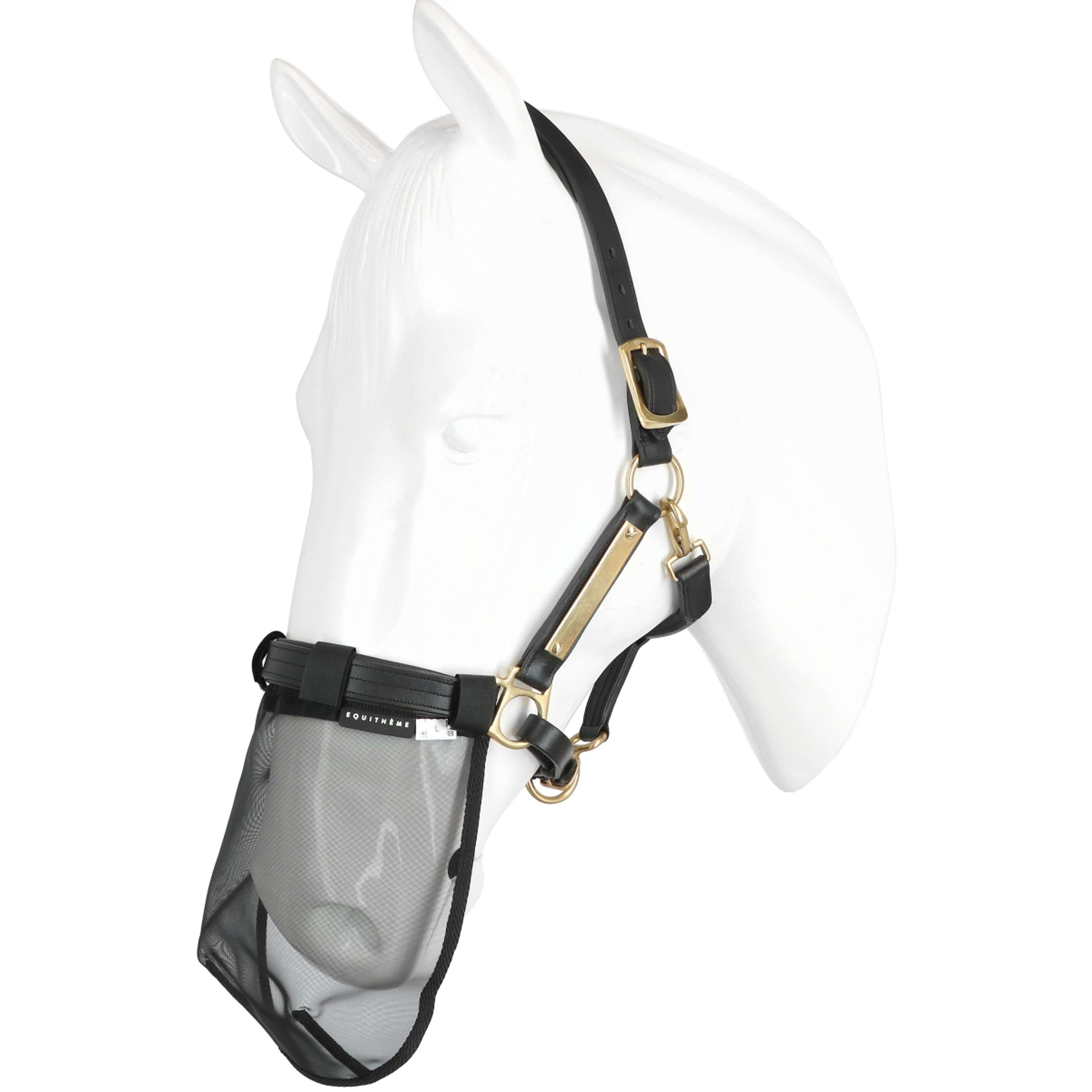 EQUITHÈME Filet pour Naseaux avec Protection UV Noir
