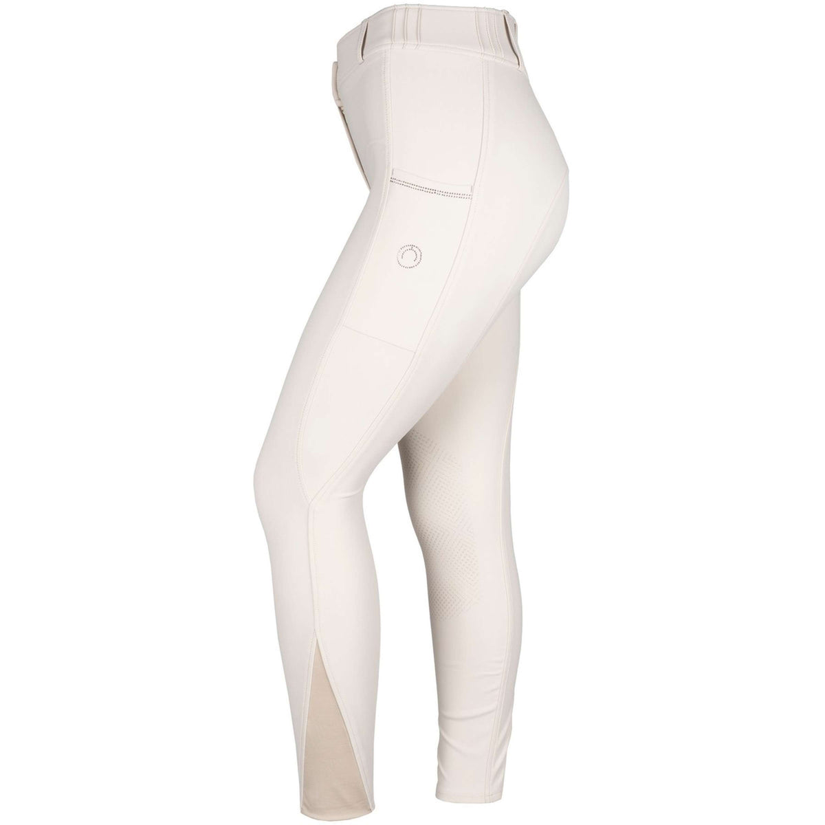 Montar Pantalon d'Équitation MoZuna Gun Metal Crystals Prise de Genou Warm Light Grey