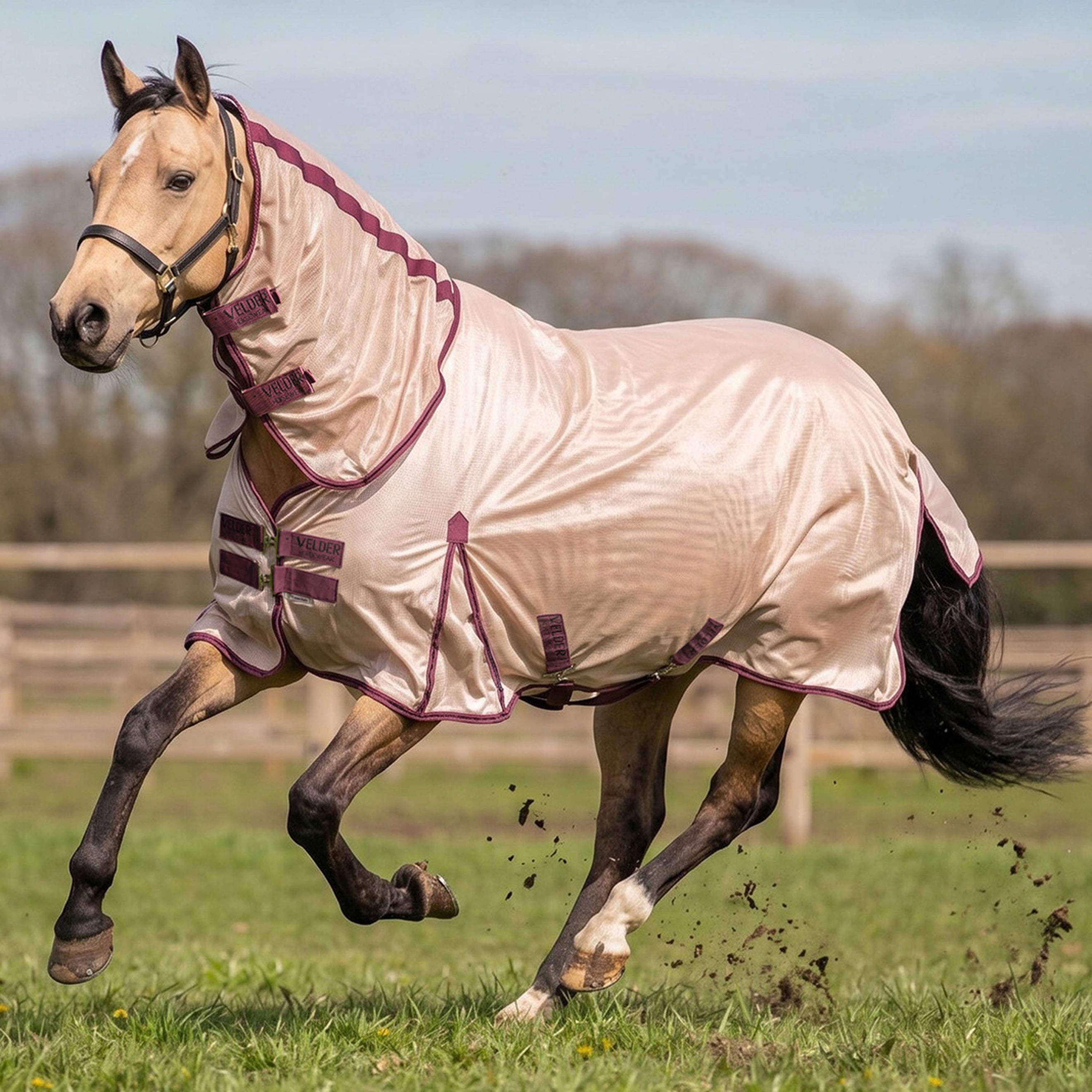 Velder Horsewear Couverture Anti-Mouches Mesh avec Couvre-cou Earth Grey