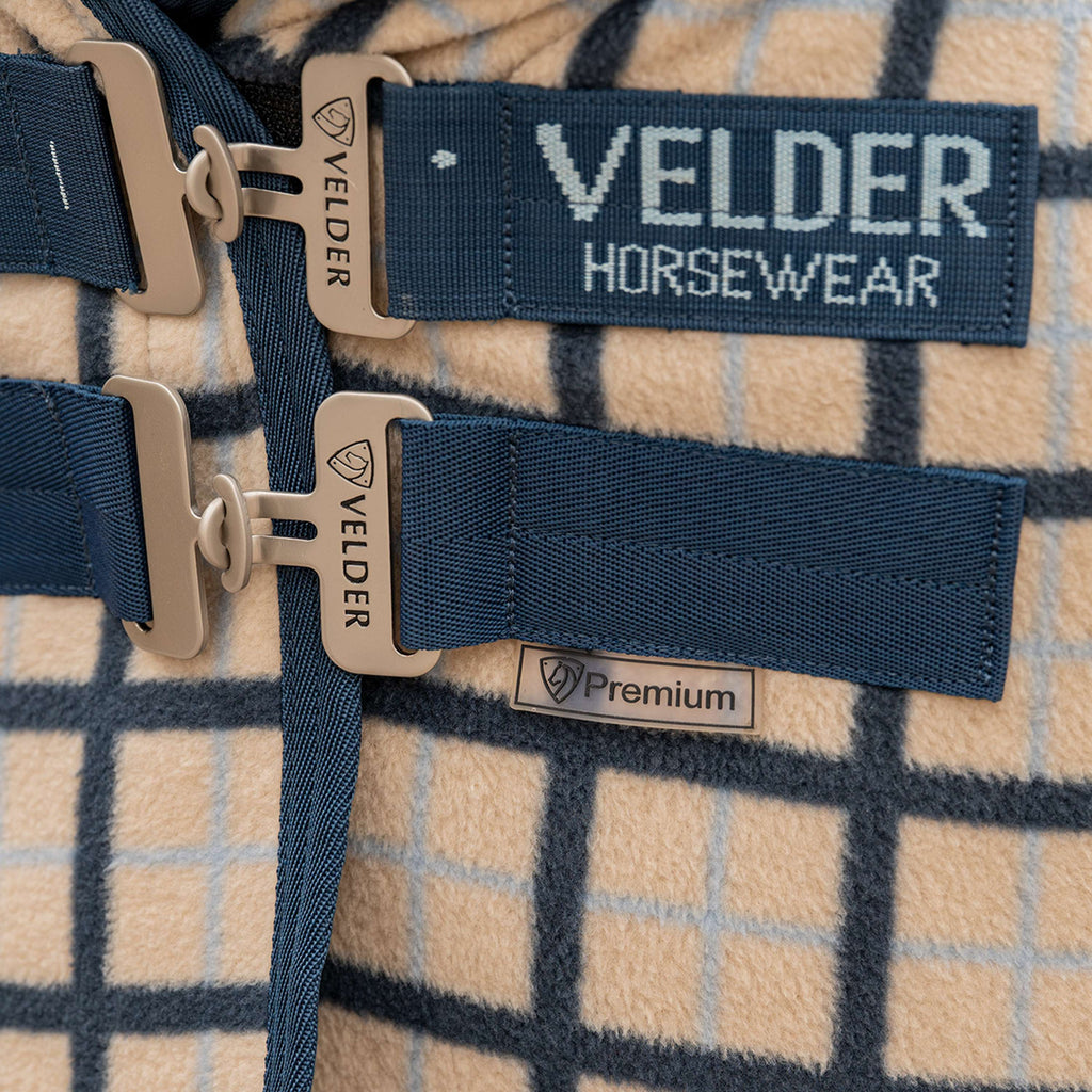 Velder Horsewear Premium Pony Fleece Cooler with Collar Navy Check