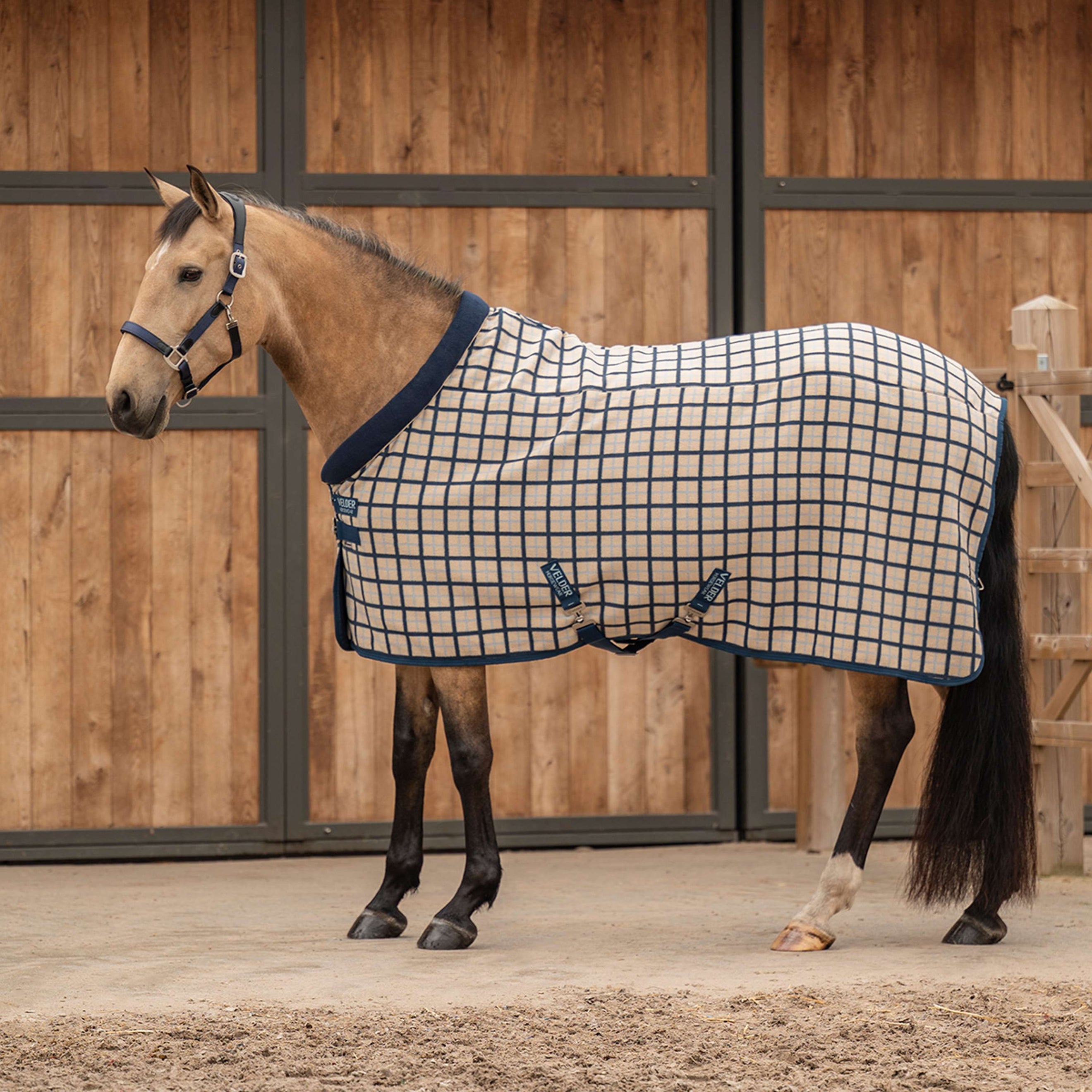 Velder Horsewear Fleece Cooler with Collar Navy Check