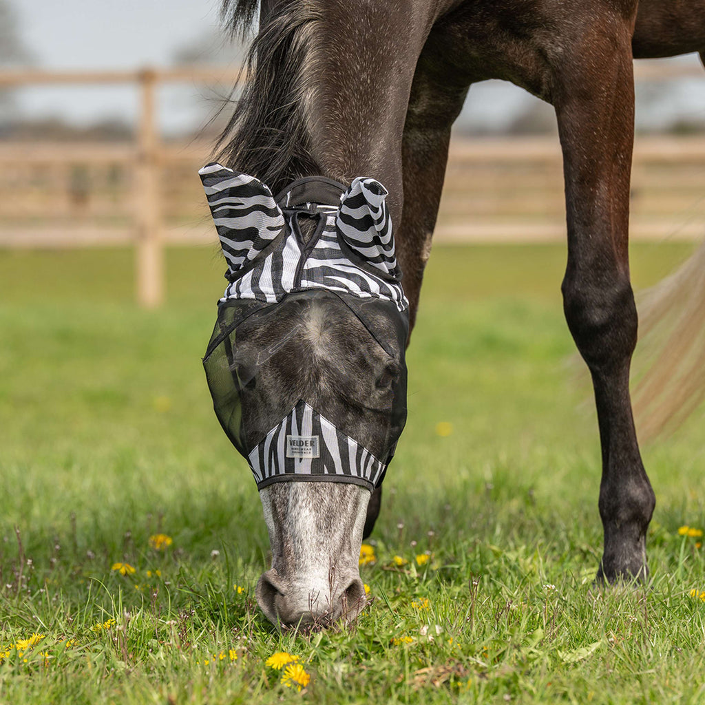 Velder Horsewear Essentials Masque Anti-Mouches Zebra avec Oreilles Noir/Blanc