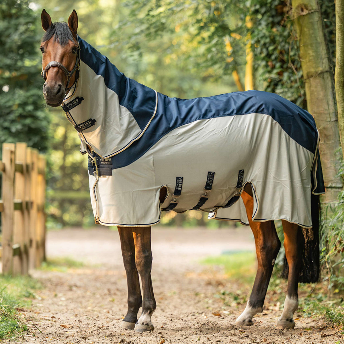 Velder Horsewear Premium Couverture Anti-Mouches Waterproof-Top Navy/Pearl Silver