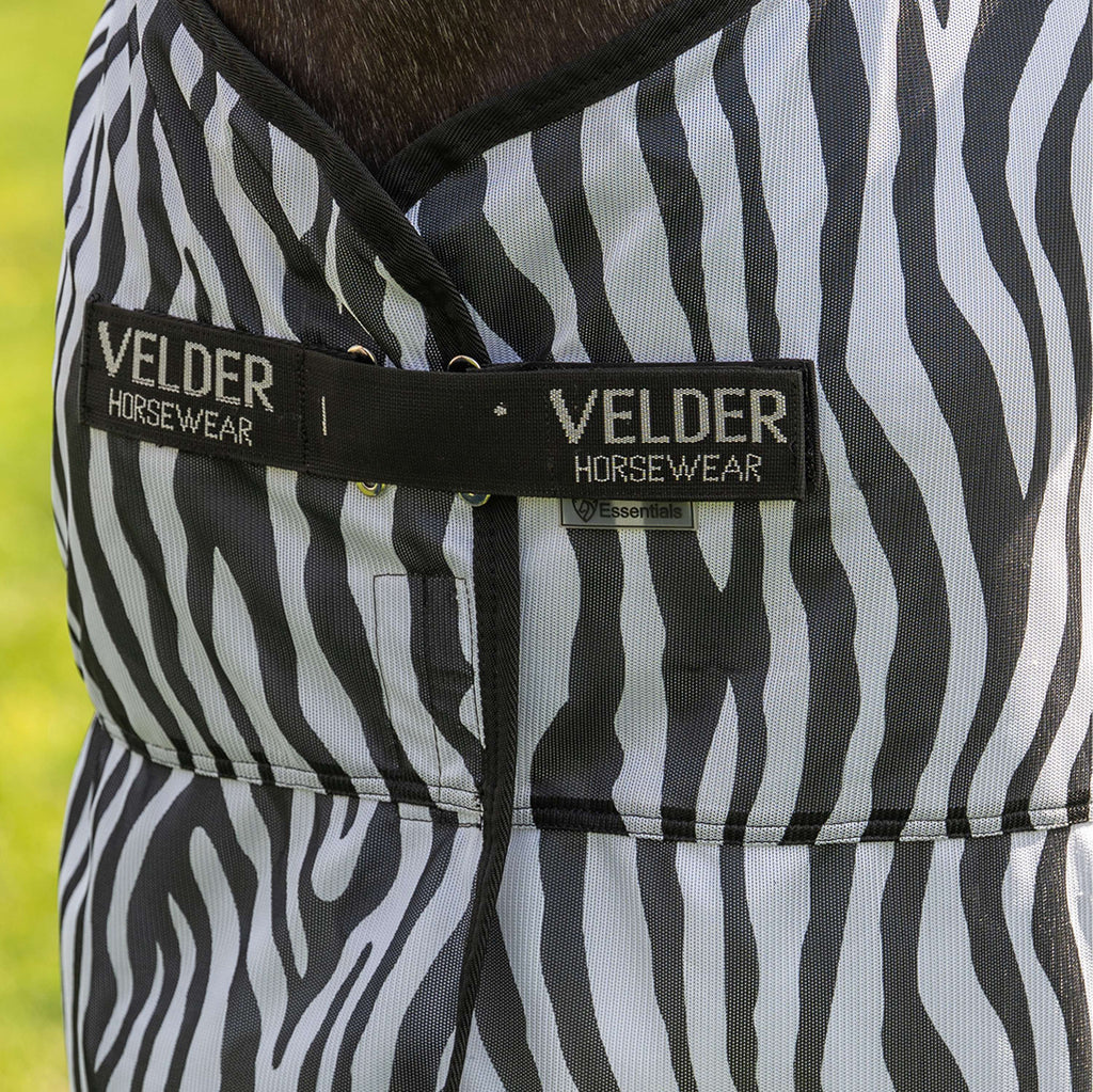 Velder Horsewear Essentials Pony Couverture Anti-Mouches avec Couvre-cou Zebra Noir/Blanc