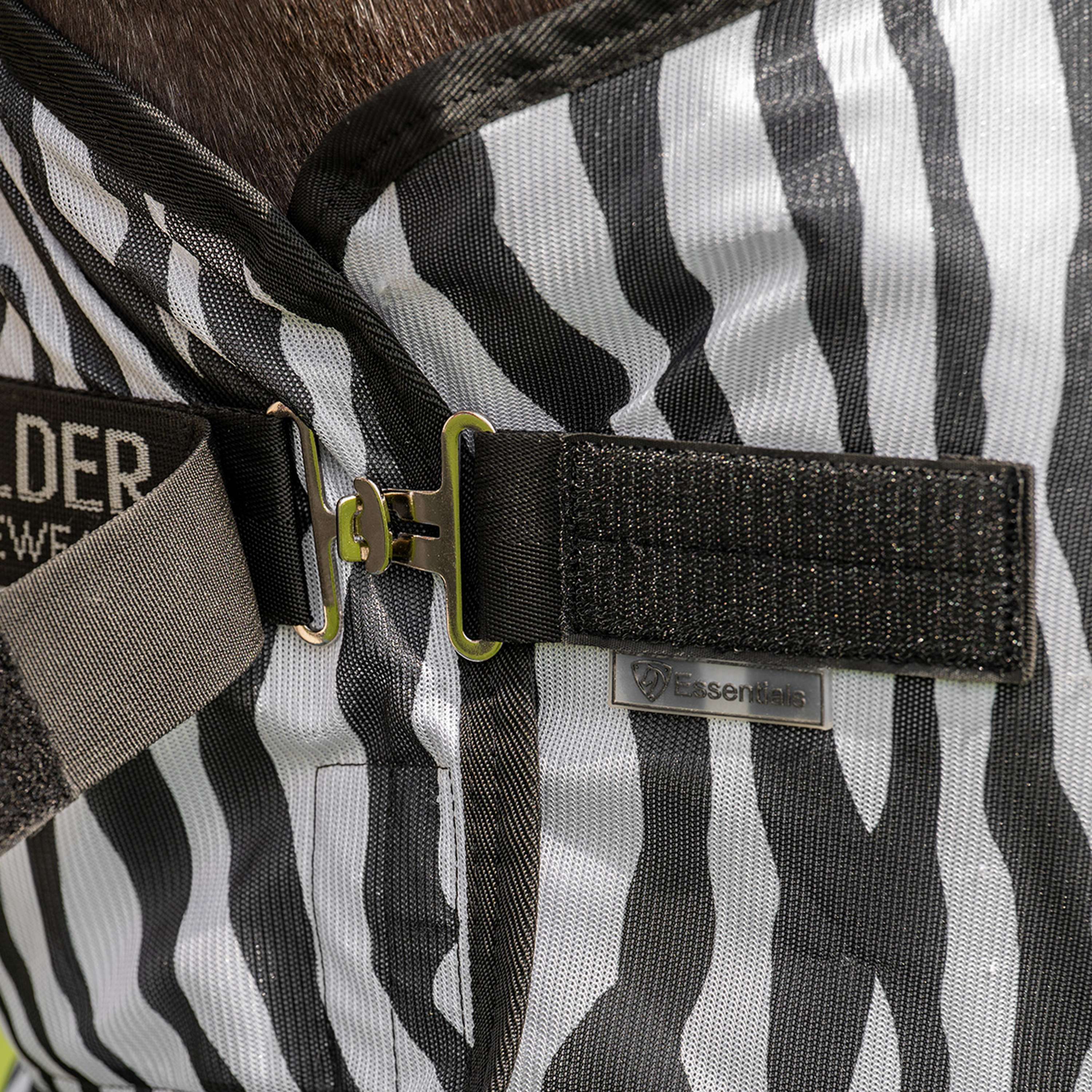 Velder Horsewear Essentials Pony Couverture Anti-Mouches avec Couvre-cou Zebra Noir/Blanc