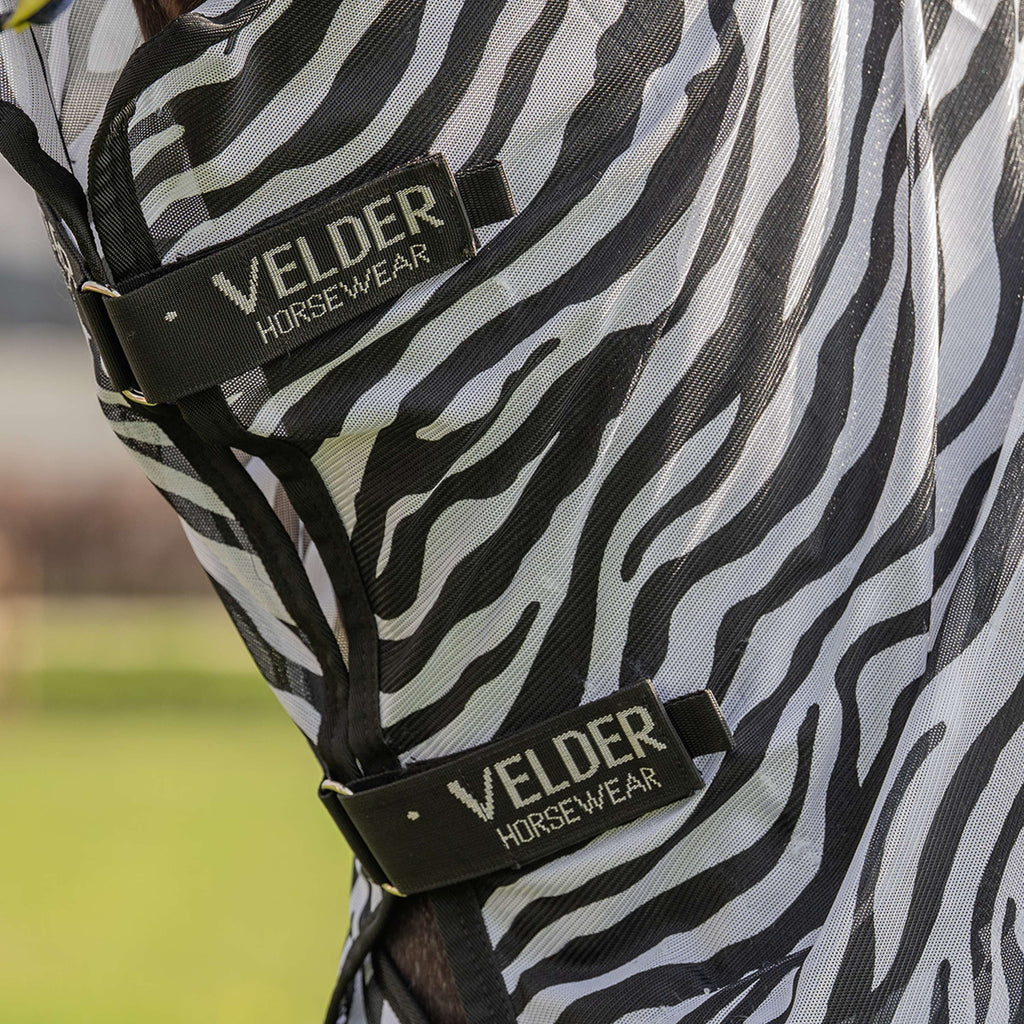 Velder Horsewear Essentials Pony Couverture Anti-Mouches avec Couvre-cou Zebra Noir/Blanc