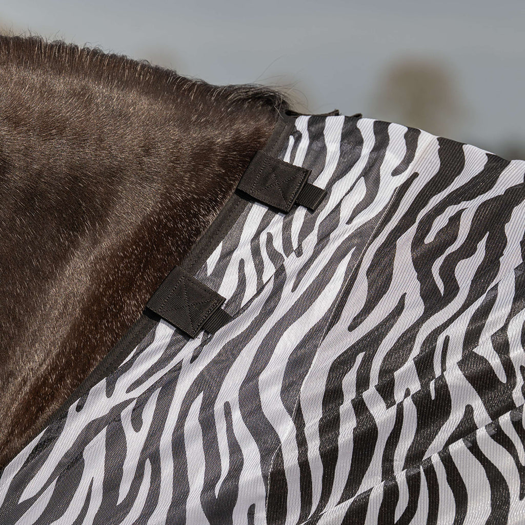 Velder Horsewear Essentials Pony Couverture Anti-Mouches avec Couvre-cou Zebra Noir/Blanc