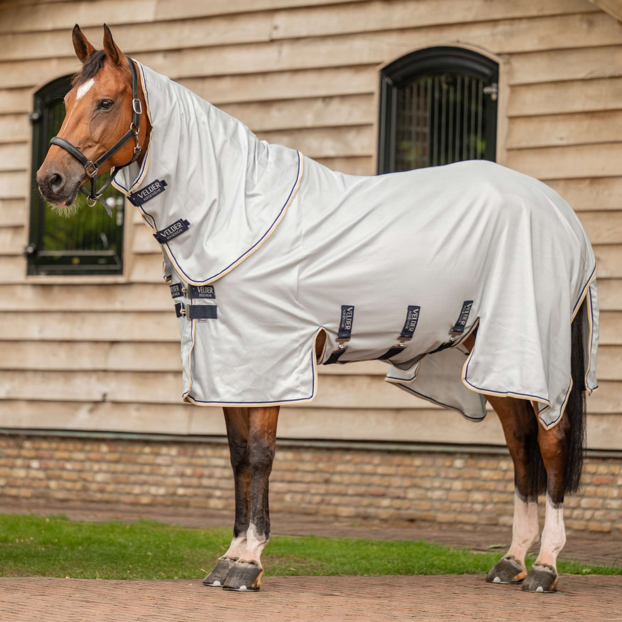 Velder Horsewear Premium Couverture Anti-Mouches Pearl Grey Velder Horsewear Premium Couverture Anti-Mouches Pearl Grey