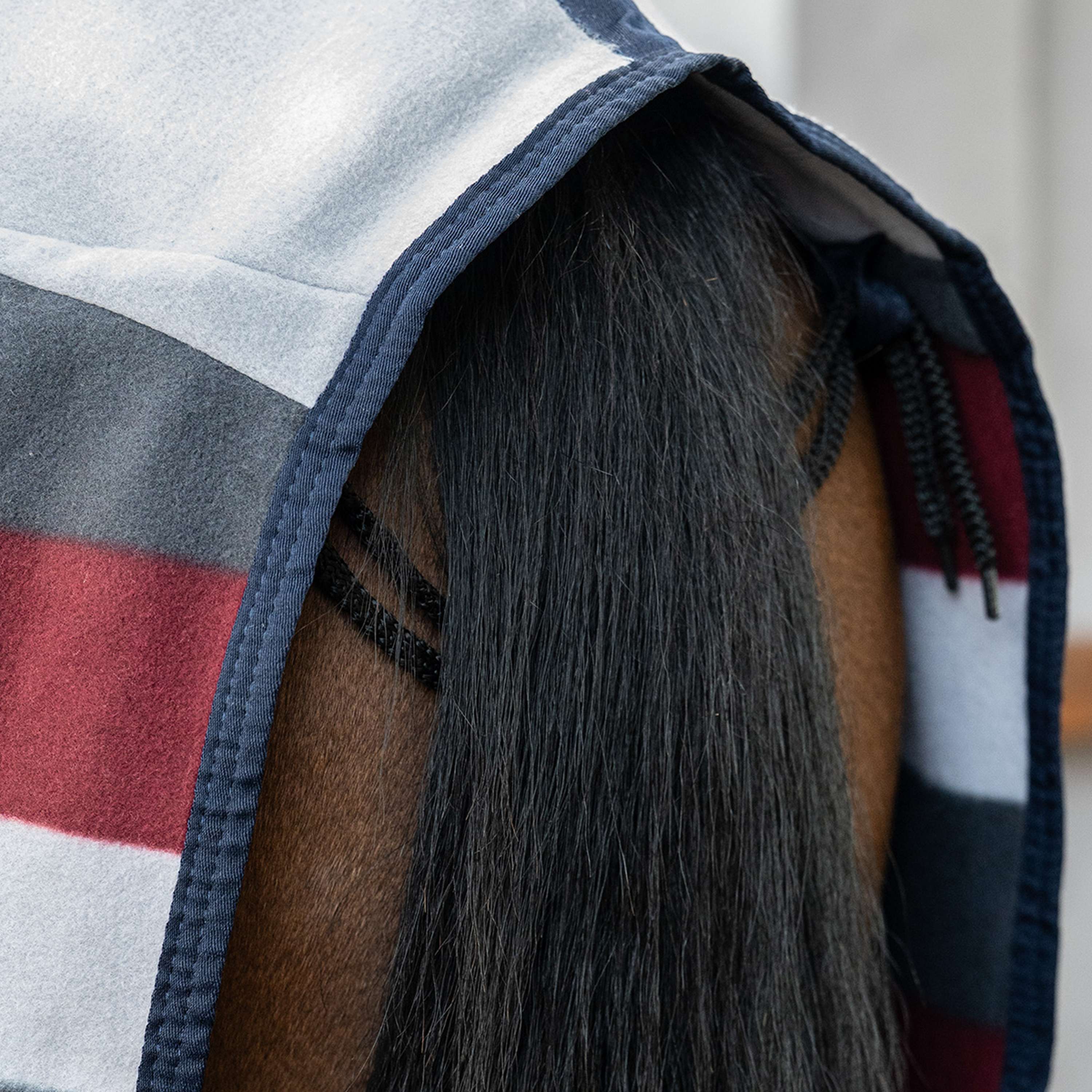 Velder Horsewear Essentials Couverture Polaire Polar Stripes Gris/Bordeuax