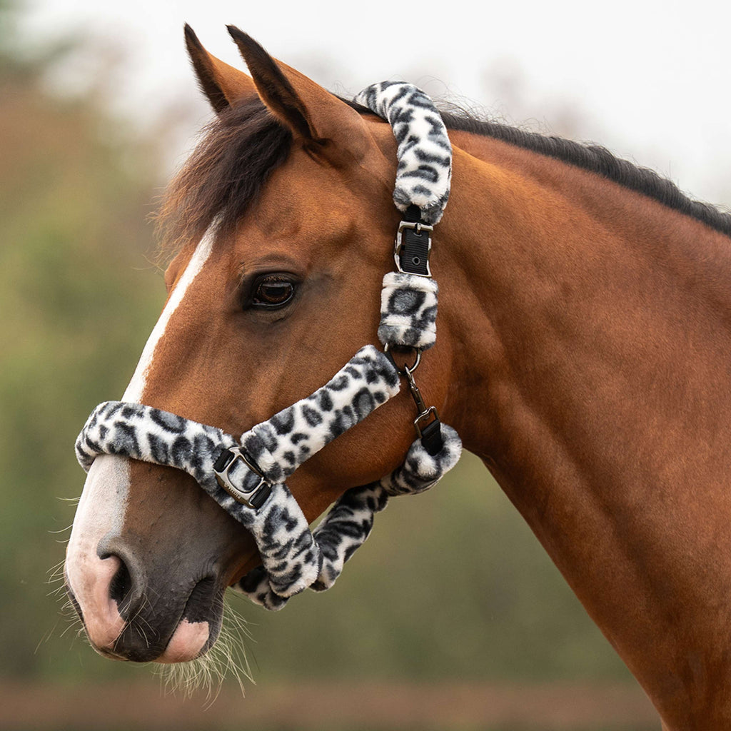 Velder Horsewear Premium Licol Comfort Fur Snow Leopard Gris