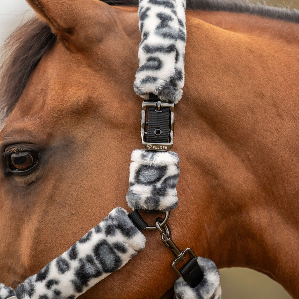 Velder Horsewear Premium Licol Comfort Fur Snow Leopard Gris