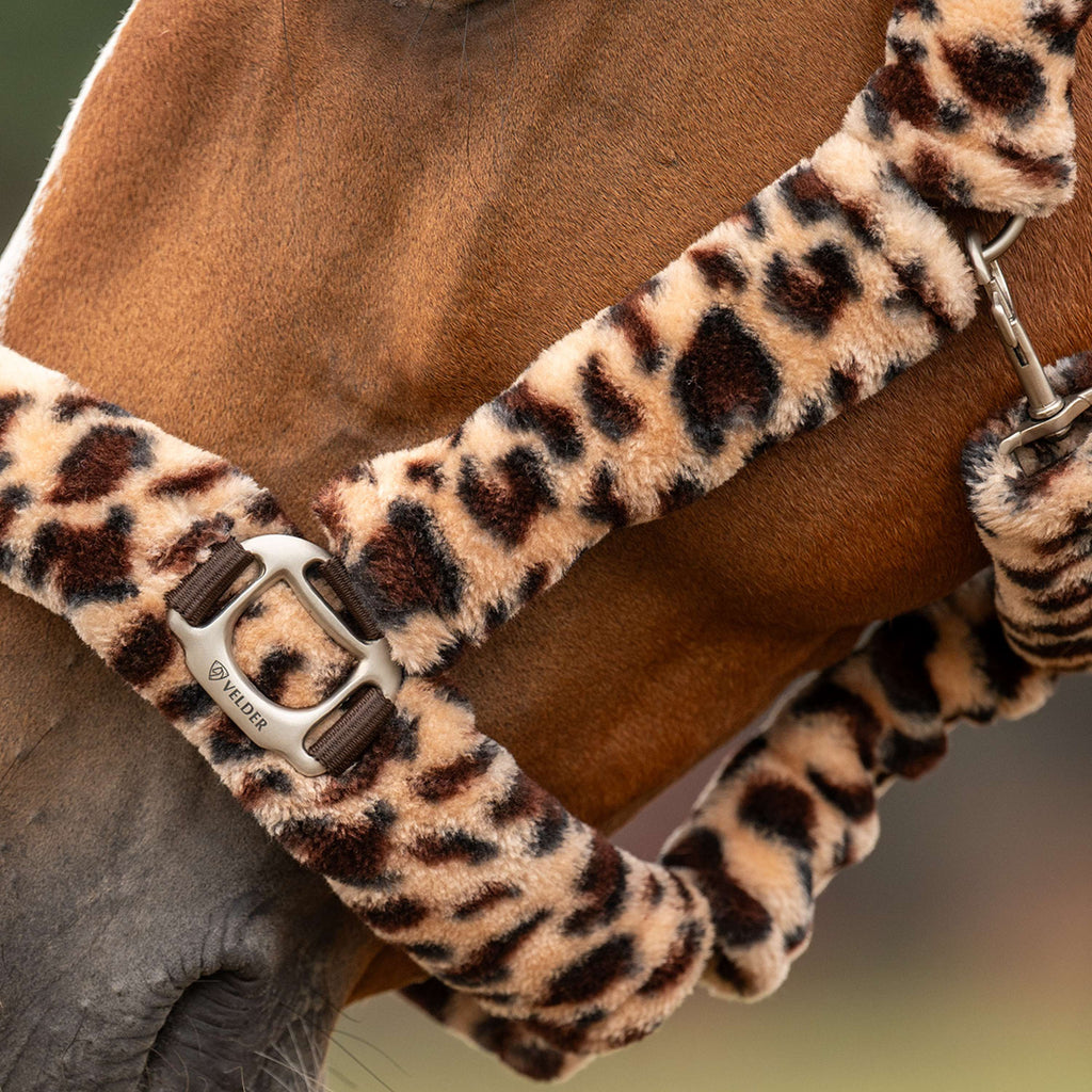Velder Horsewear Premium Licol Comfort Fur Snow Leopard Marron