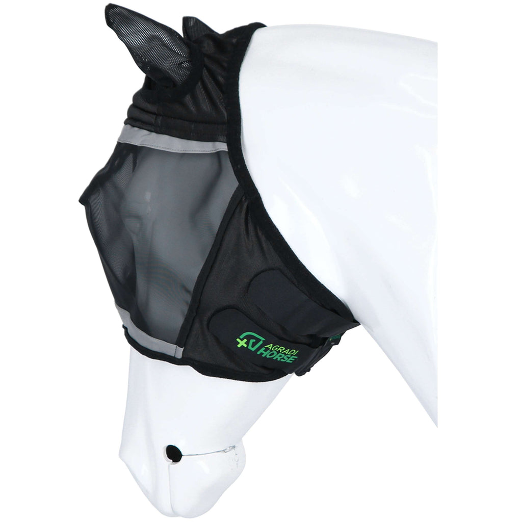 Agradi Horse Masque Anti-Mouches Fine Mesh avec Oreilles Noir
