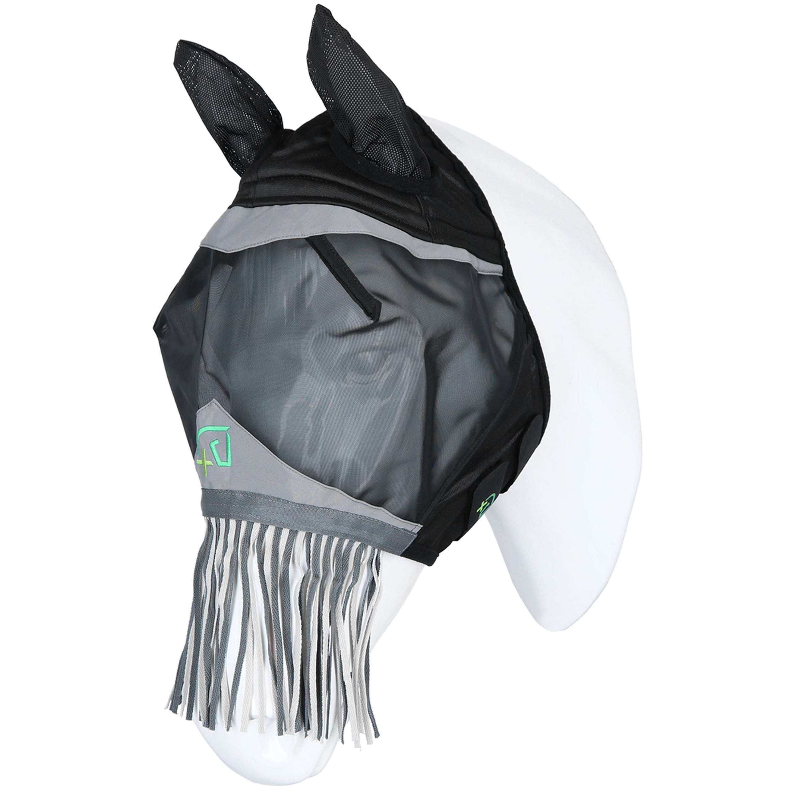 Agradi Horse Masque Anti-Mouches Fine Mesh avec Oreilles et Franges Noir Agradi Horse Masque Anti-Mouches Fine Mesh avec Oreilles et Franges Noir