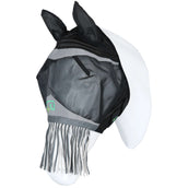 Agradi Horse Masque Anti-Mouches Fine Mesh avec Oreilles et Franges Noir