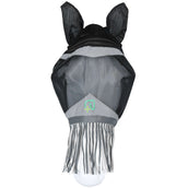 Agradi Horse Masque Anti-Mouches Fine Mesh avec Oreilles et Franges Noir
