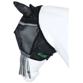 Agradi Horse Masque Anti-Mouches Fine Mesh avec Oreilles et Franges Noir