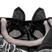 Agradi Horse Masque Anti-Mouches Fine Mesh avec Oreilles et Franges Noir