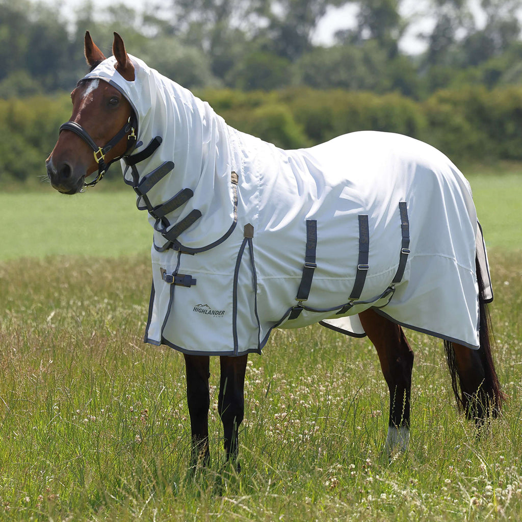 Highlander Plus by Shires Couverture Anti-Eczema Sweet-Itch Combo Blanc/Airforce