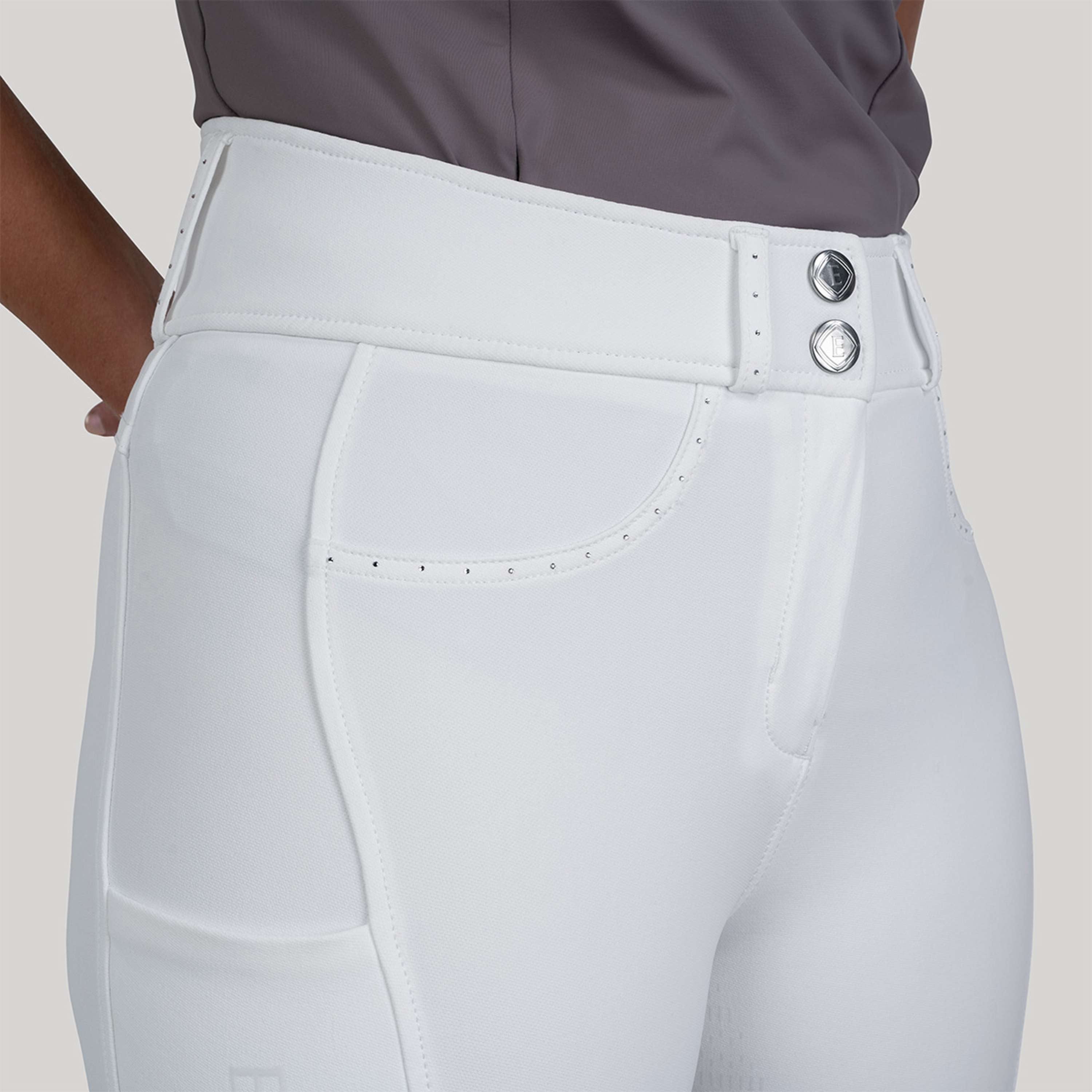 Elvera Equestrian Pantalon d'Équitation Performance Bling Blanc