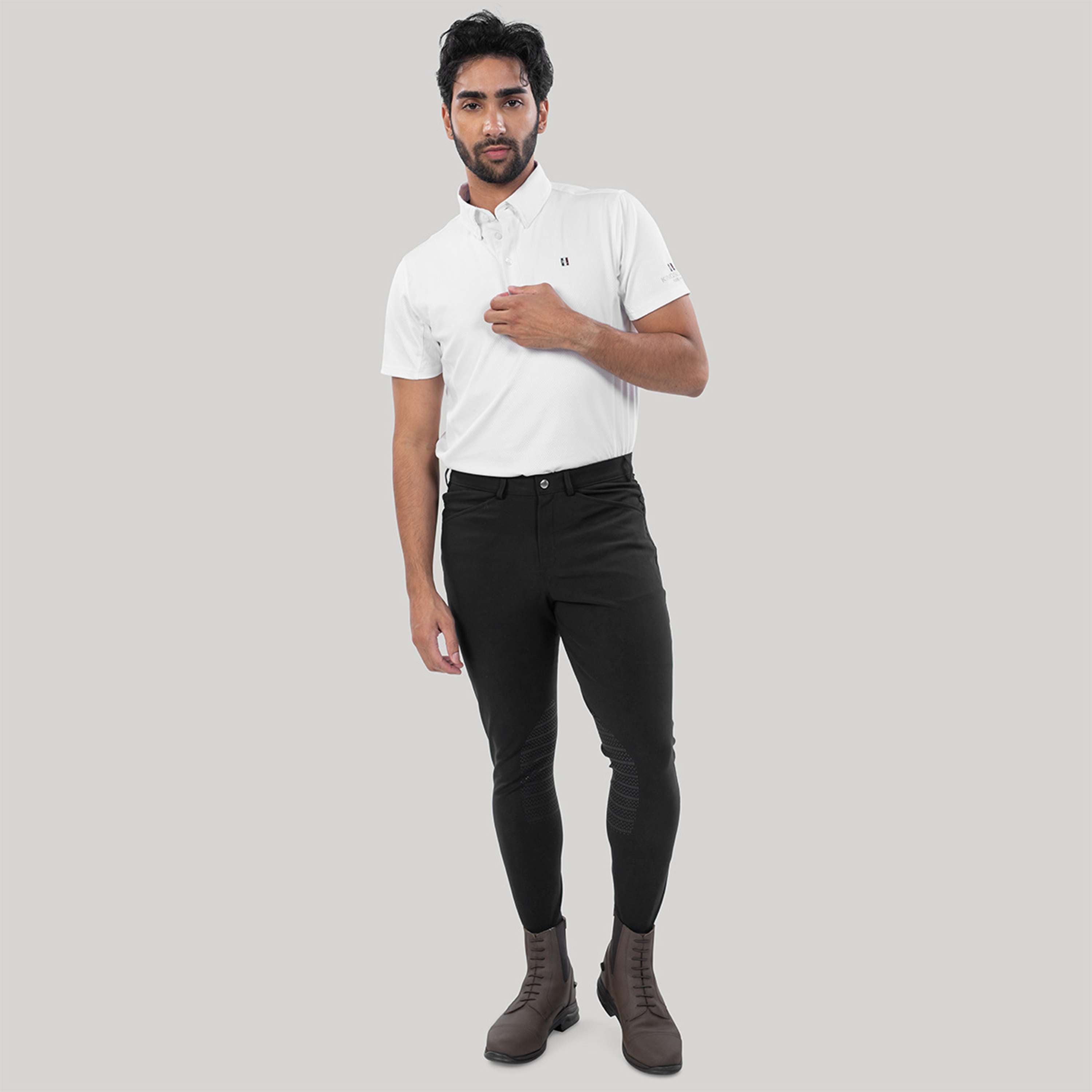 Elvera Equestrian Pantalon d'Équitation Dual Core Pro Half Seat Hommes Noir