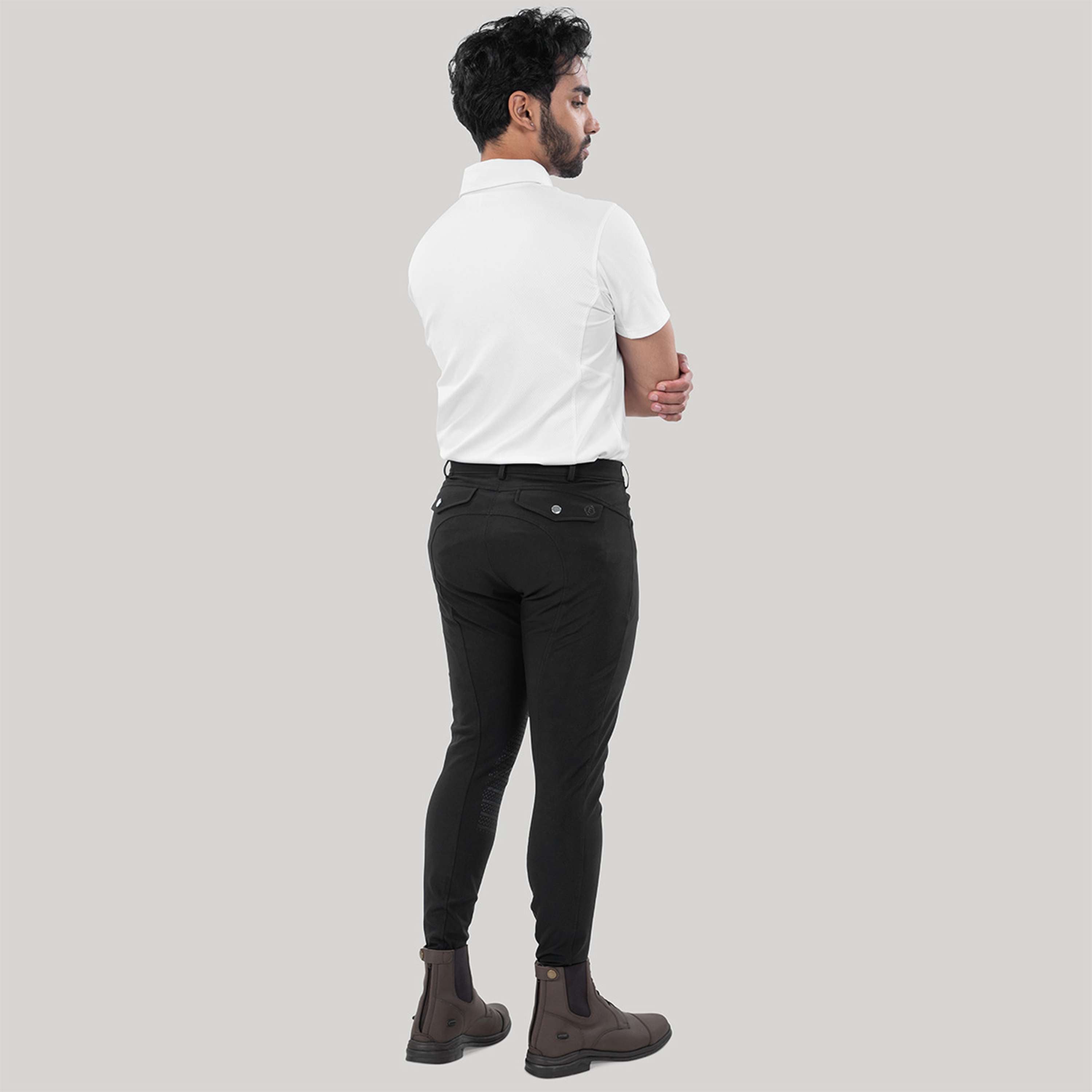 Elvera Equestrian Pantalon d'Équitation Dual Core Pro Half Seat Hommes Noir
