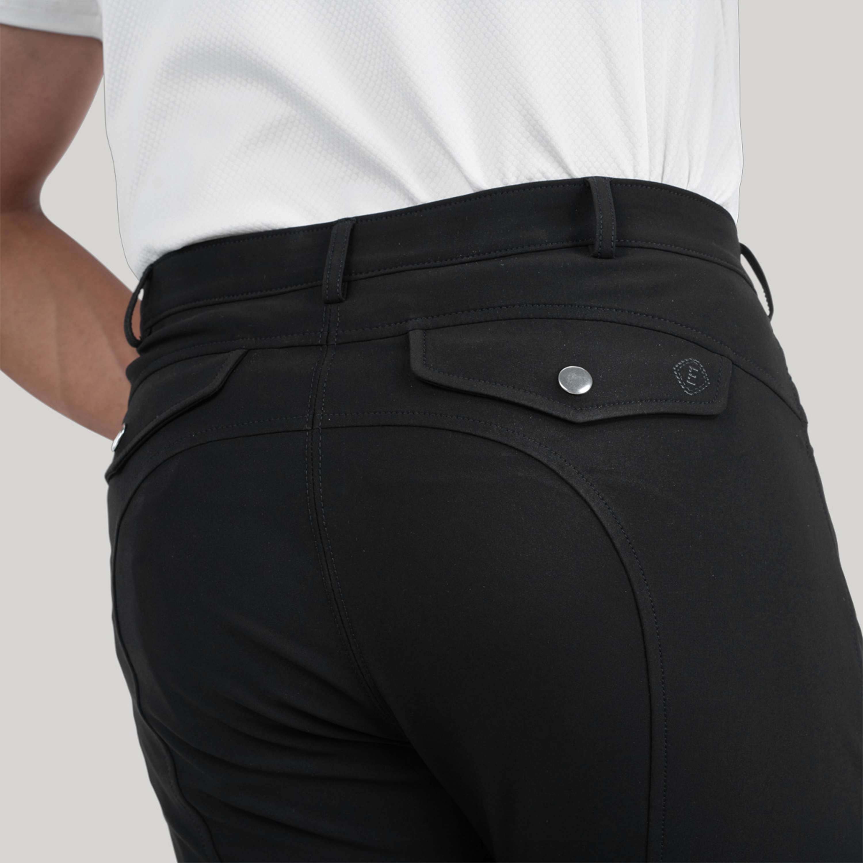 Elvera Equestrian Pantalon d'Équitation Dual Core Pro Half Seat Hommes Noir