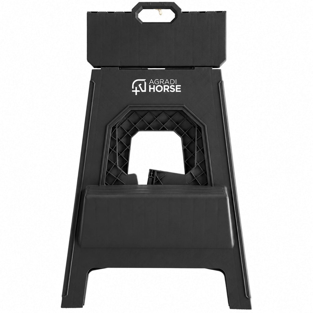Agradi Horse Tabouret/Marche-Pied Pliant Noir