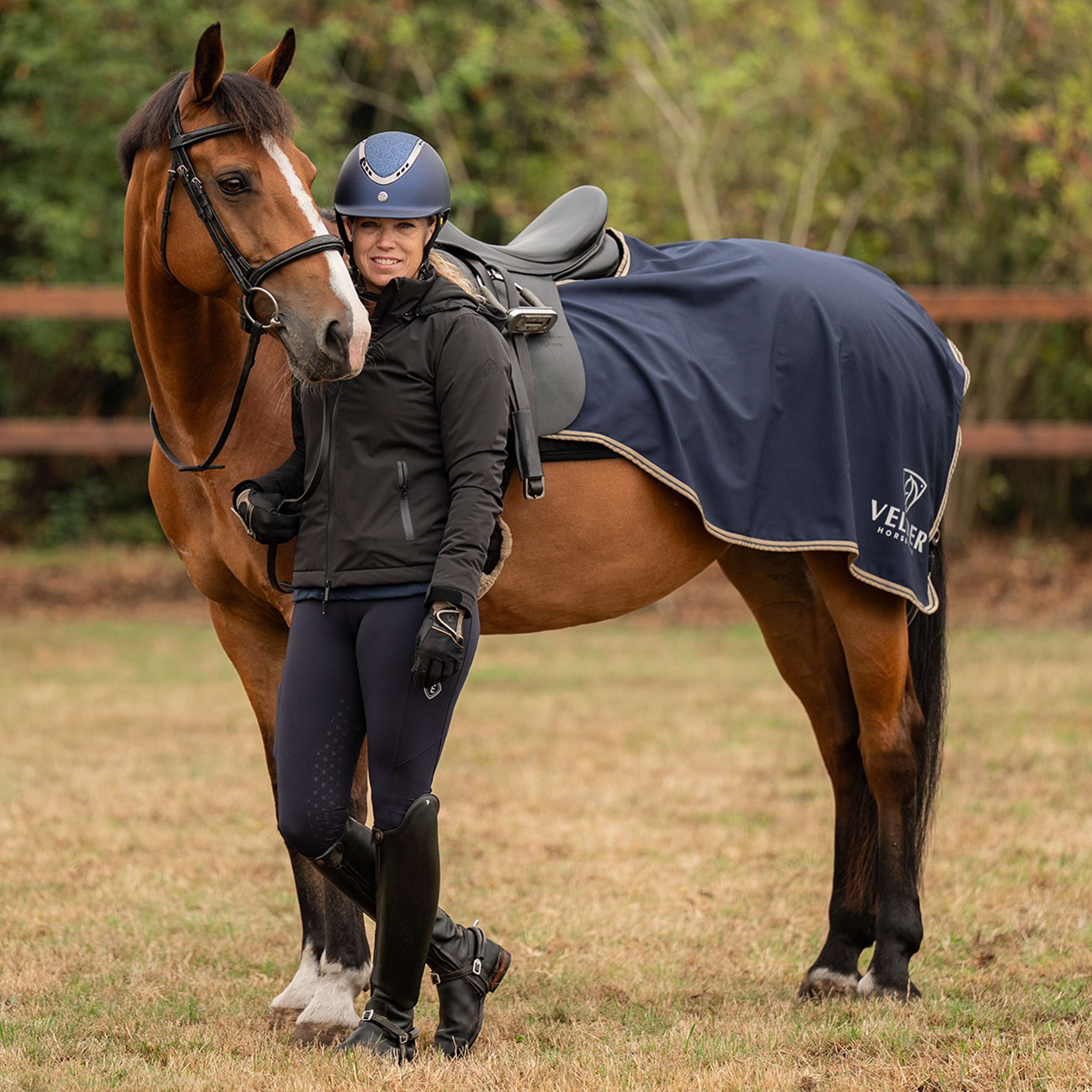 Velder Horsewear Essentials Couvre-reins Navy/Dune