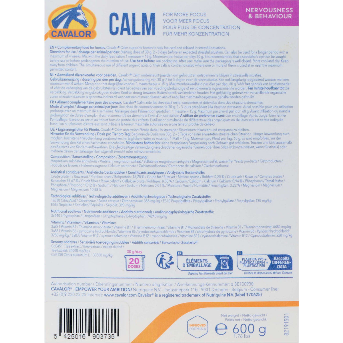 Cavalor Produit Calmant Calm