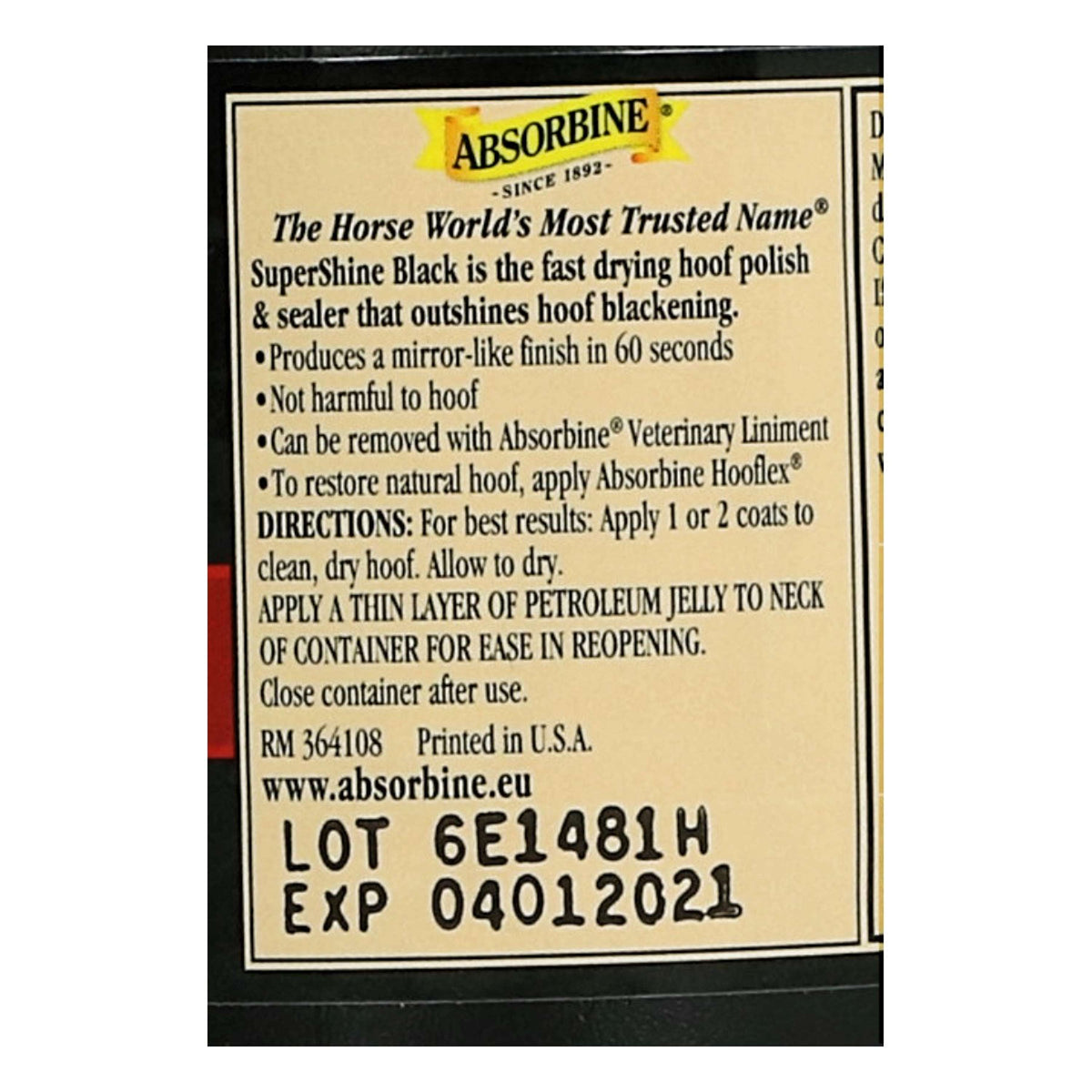 Absorbine Huile à Sabots Super Shine Noir