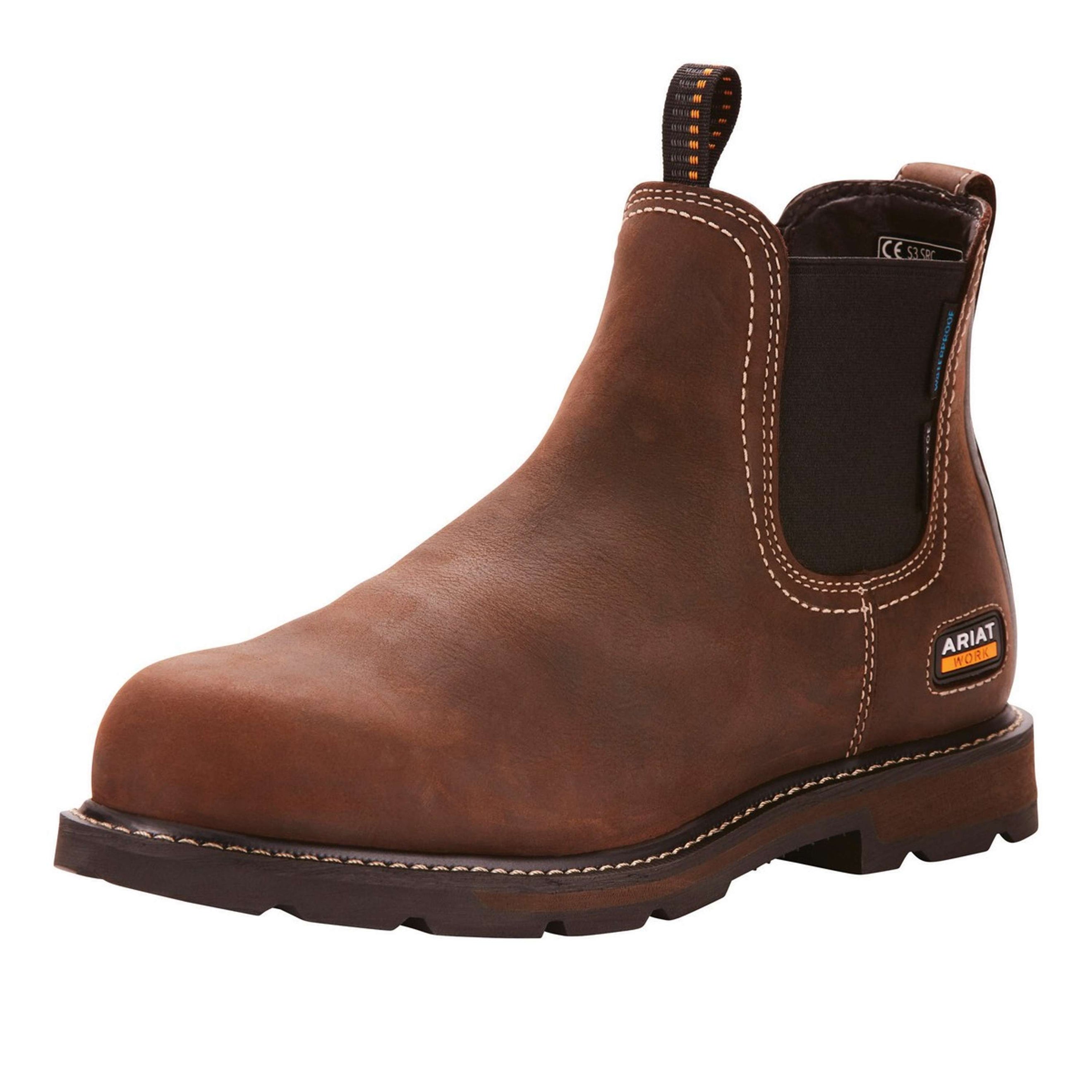 Ariat Jodhpurs Groundbreaker Chelsea Waterproof Steel Toe Hommes Marron