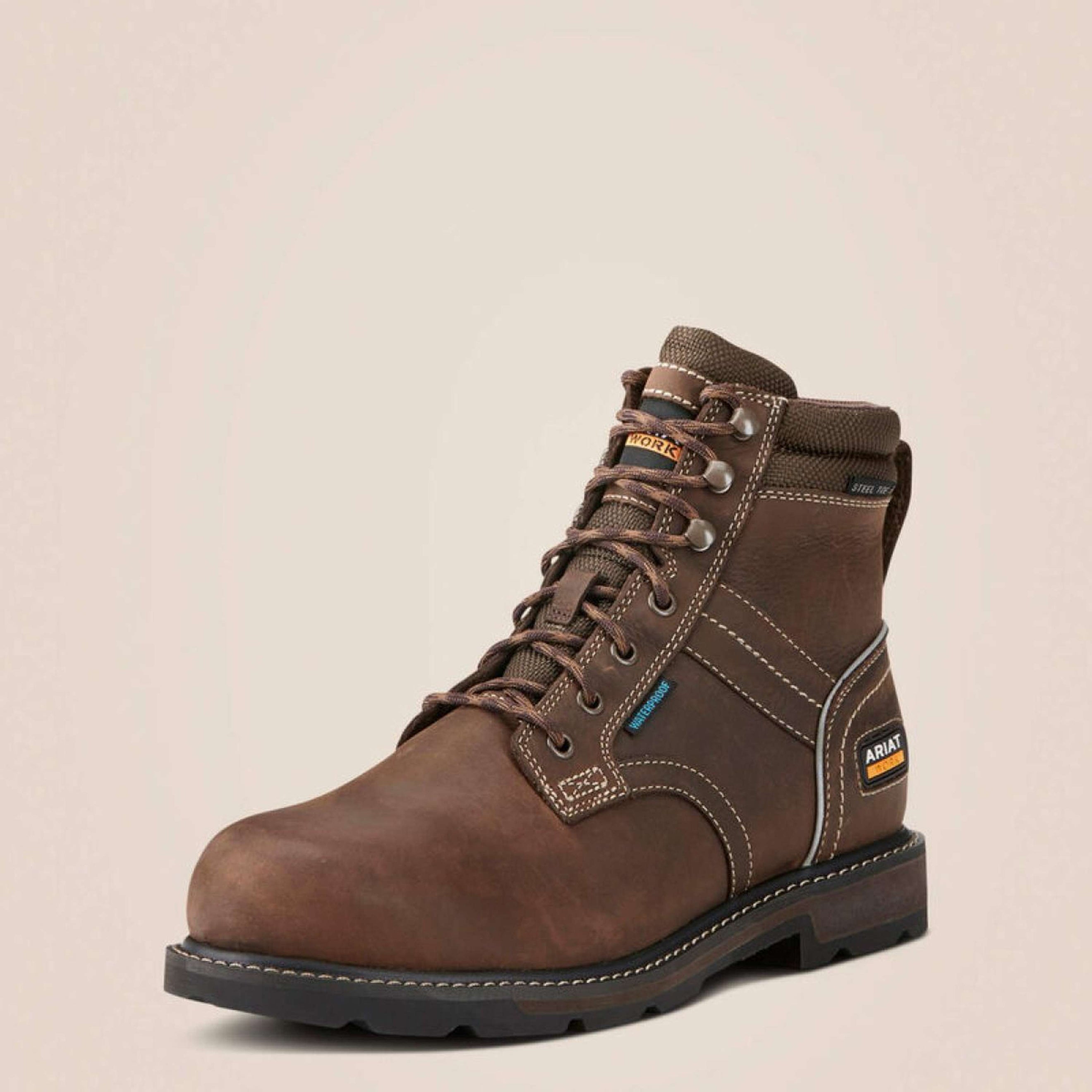 Ariat Chaussures d’extérieur Groundbreaker Lace Steel Toe Waterproof Hommes Marron foncé