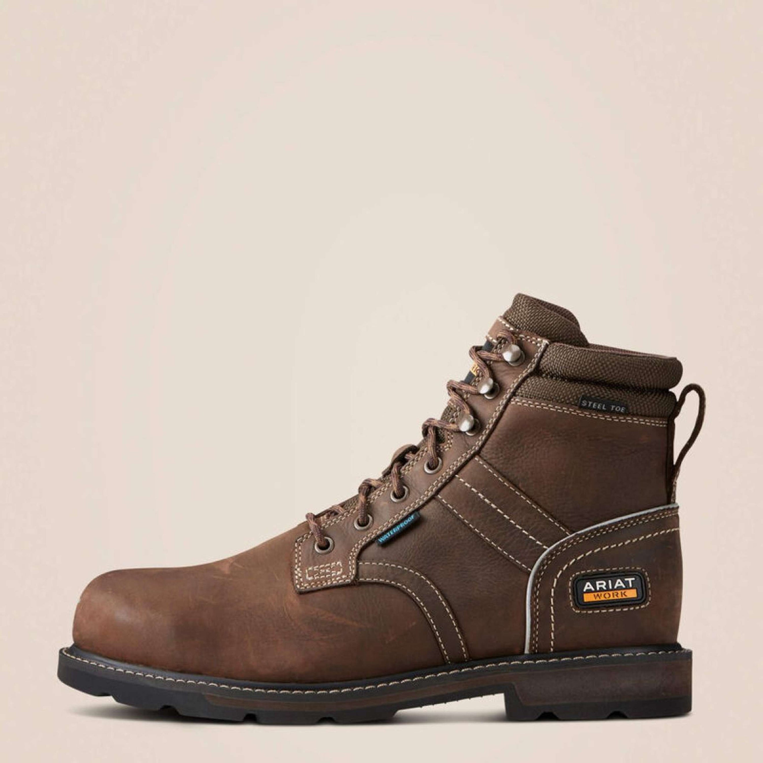 Ariat Chaussures d’extérieur Groundbreaker Lace Steel Toe Waterproof Hommes Marron foncé