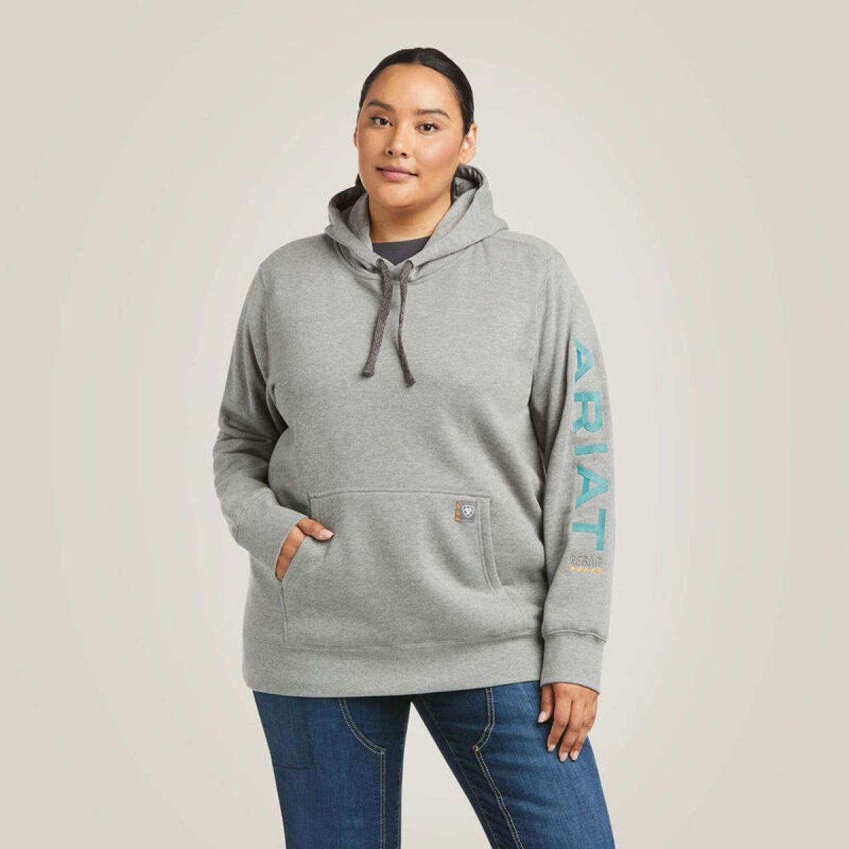 Ariat Pull col Hoodie Rebar Graphic Femme Gris bruyère