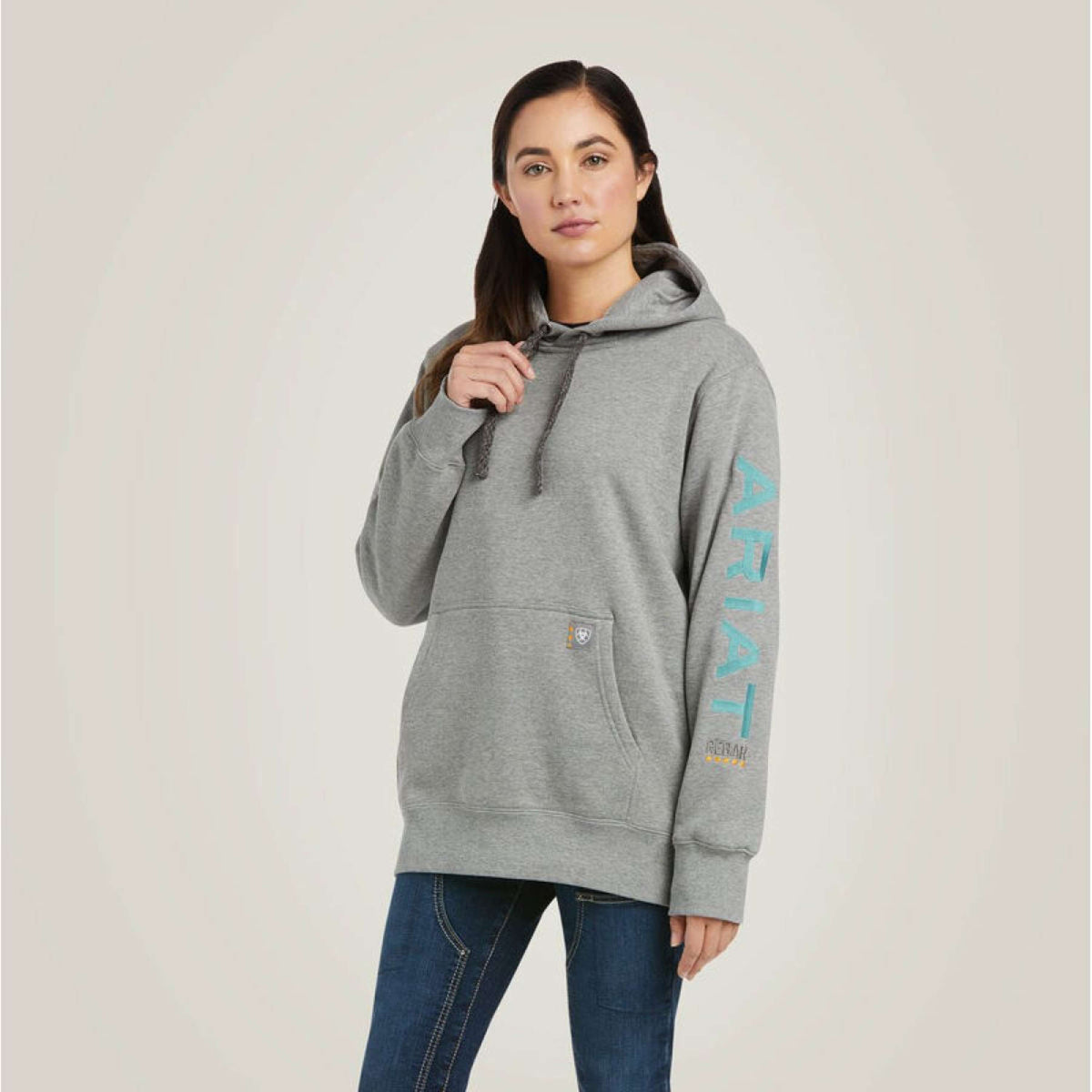 Ariat Pull col Hoodie Rebar Graphic Femme Gris bruyère