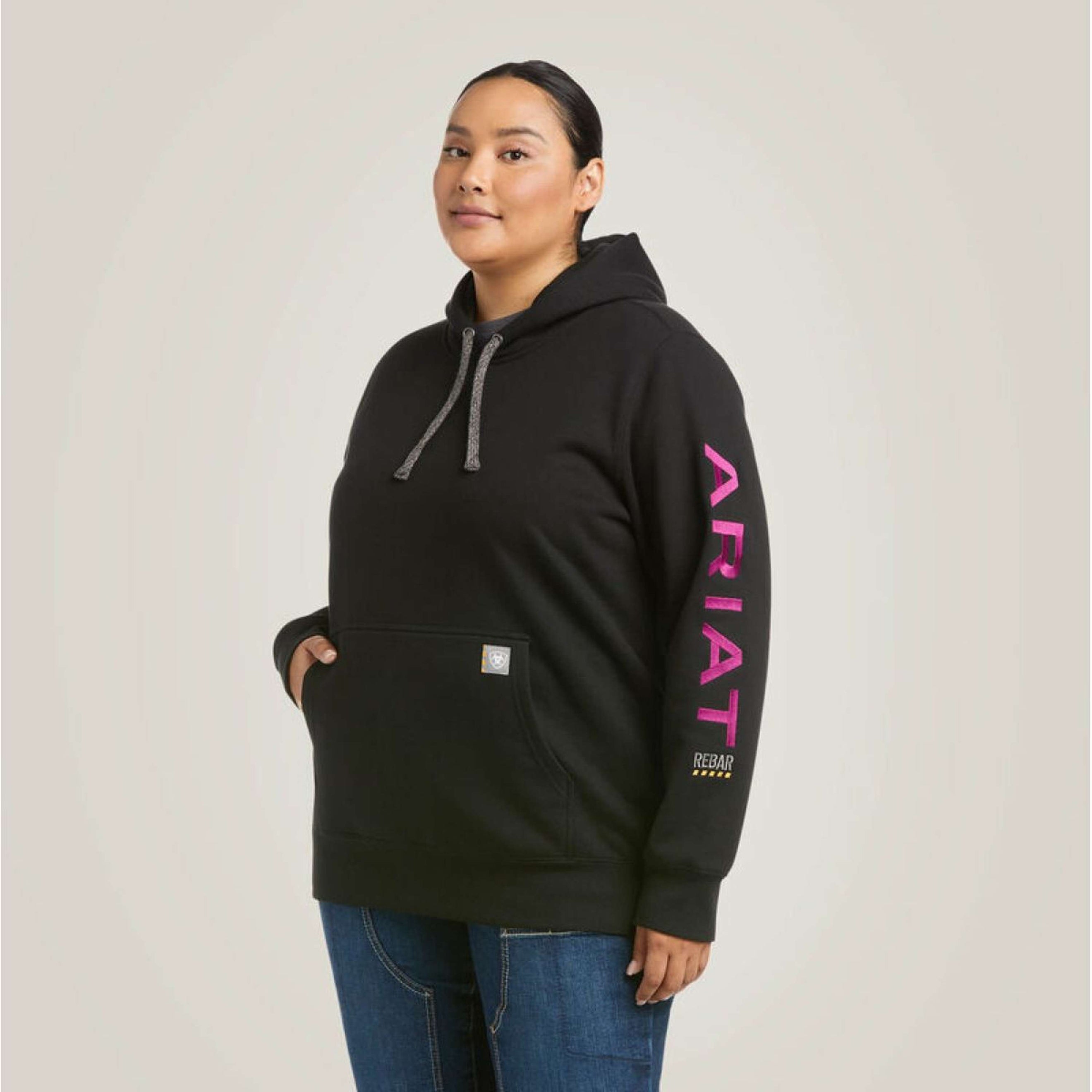 Ariat Pull col Hoodie Rebar Graphic Femme Noir/Violet Ariat Pull col Hoodie Rebar Graphic Femme Noir/Violet