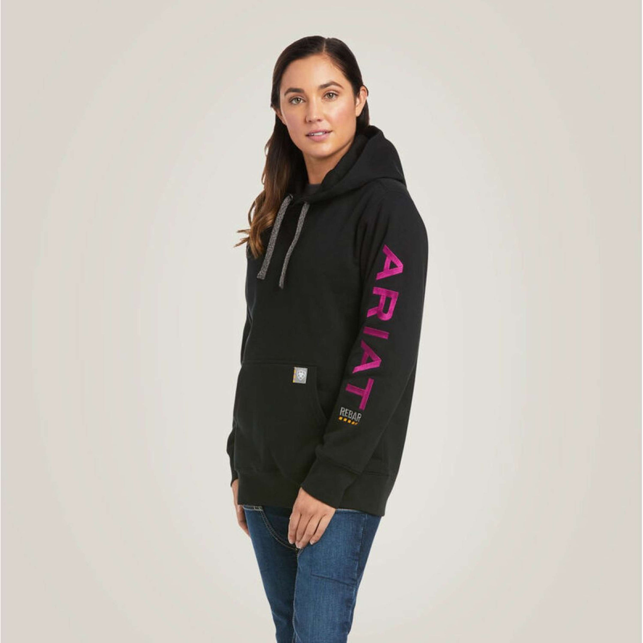 Ariat Pull col Hoodie Rebar Graphic Femme Noir/Violet