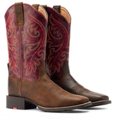 Ariat Bottes Western Round Up Back Zip Femme Worn Mocha/Rasberry