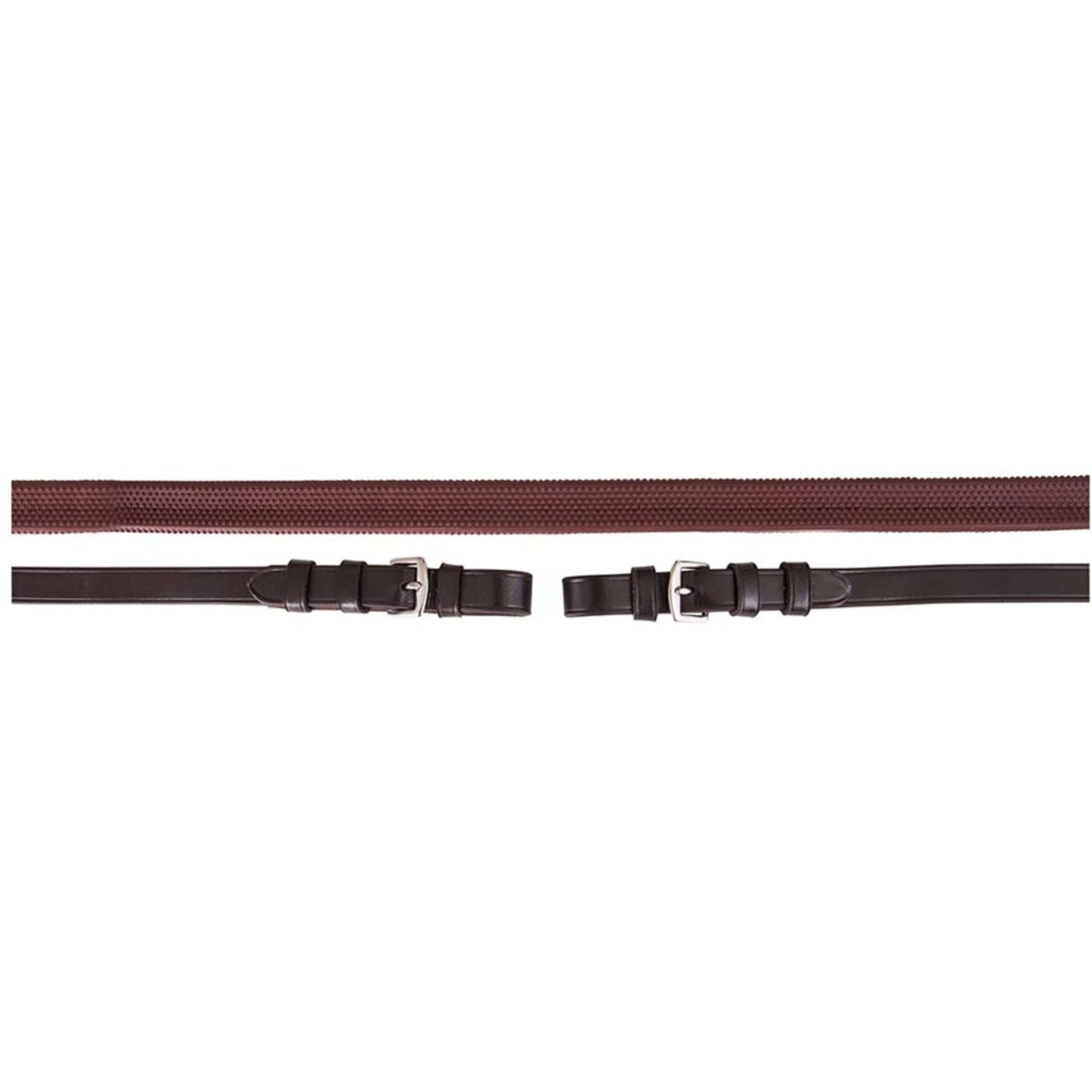 Premiere Rênes Caoutchouc 16mm avec Fermeture Boucle Marron