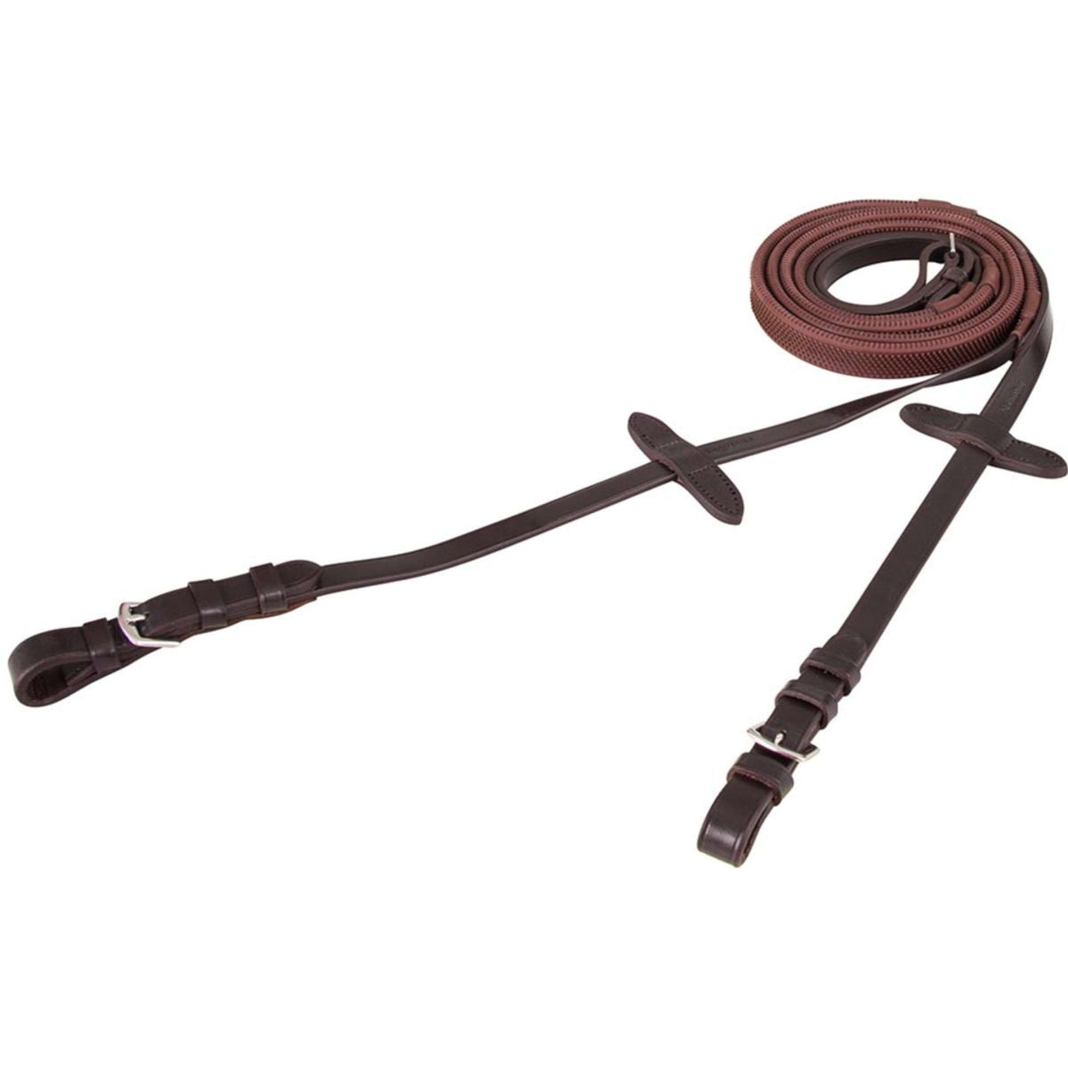 Premiere Rênes Caoutchouc 16mm avec Fermeture Boucle Marron