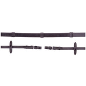 BR Rênes Cuir 16mm Arrêts Mains Boucles Rondes Noir/Argent