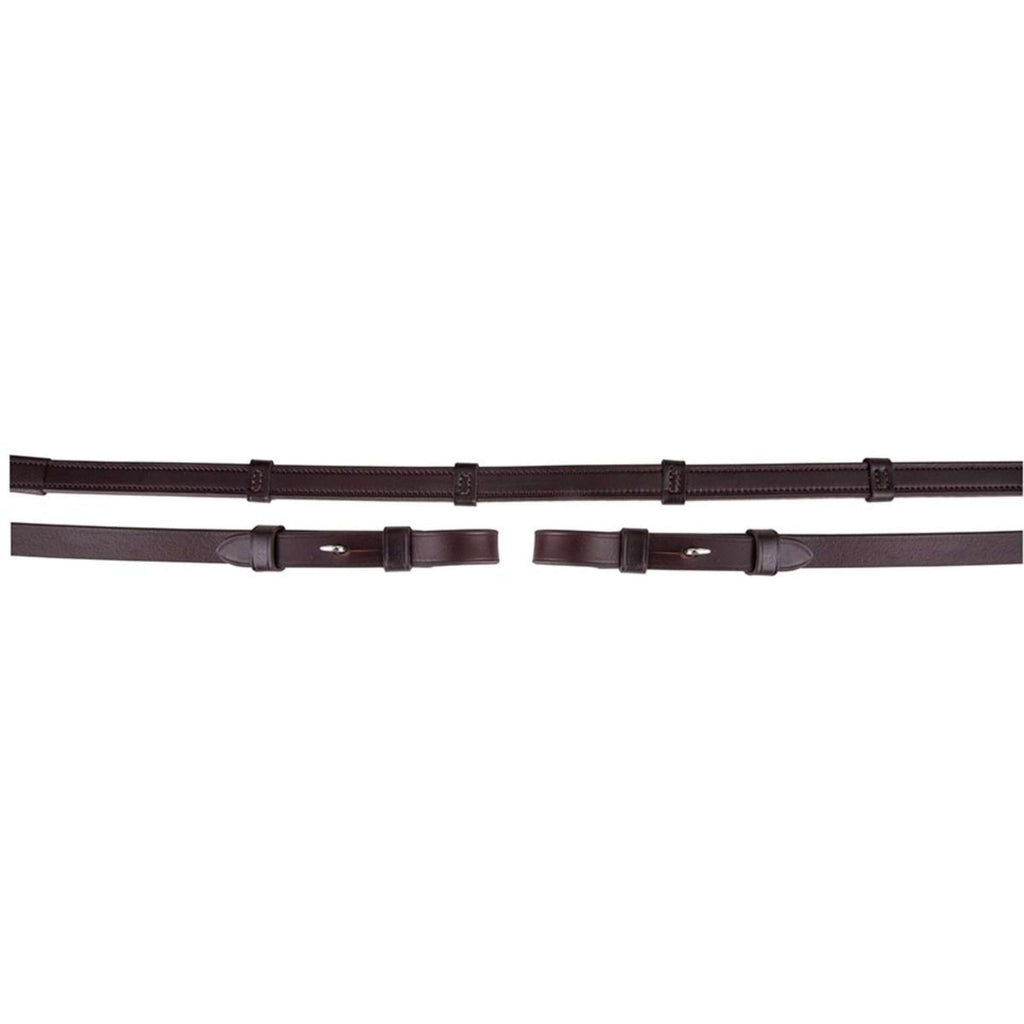 BR Rênes de Dressage Cuir/Caoutchouc Arrêts 16mm Marron