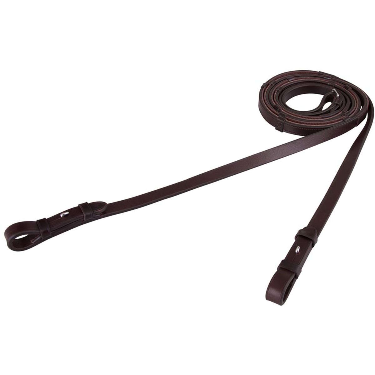 BR Rênes de Dressage Cuir/Caoutchouc Arrêts 16mm Marron