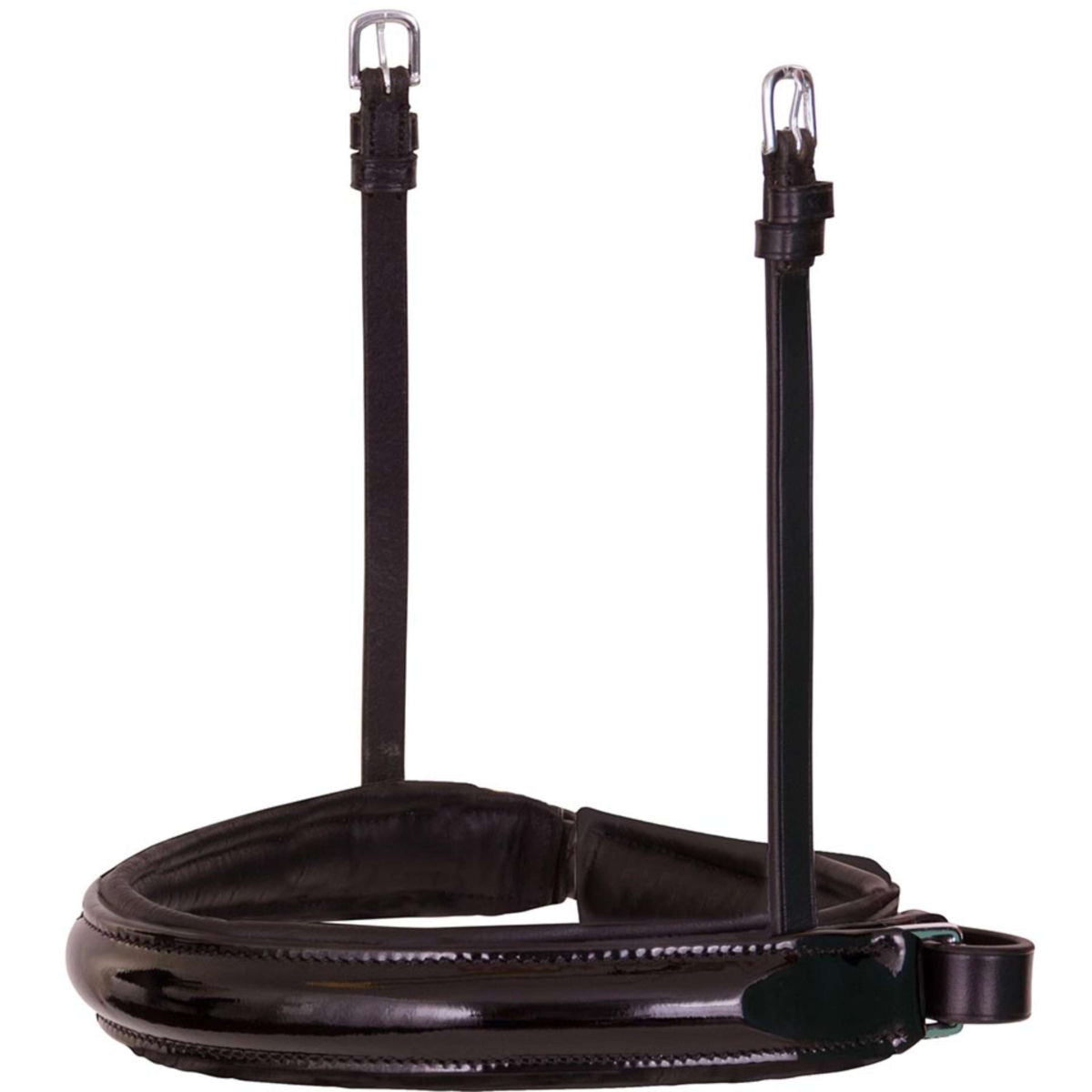 BR Muserolle Barre/Filet Vernis Large Rond Noir/Argent