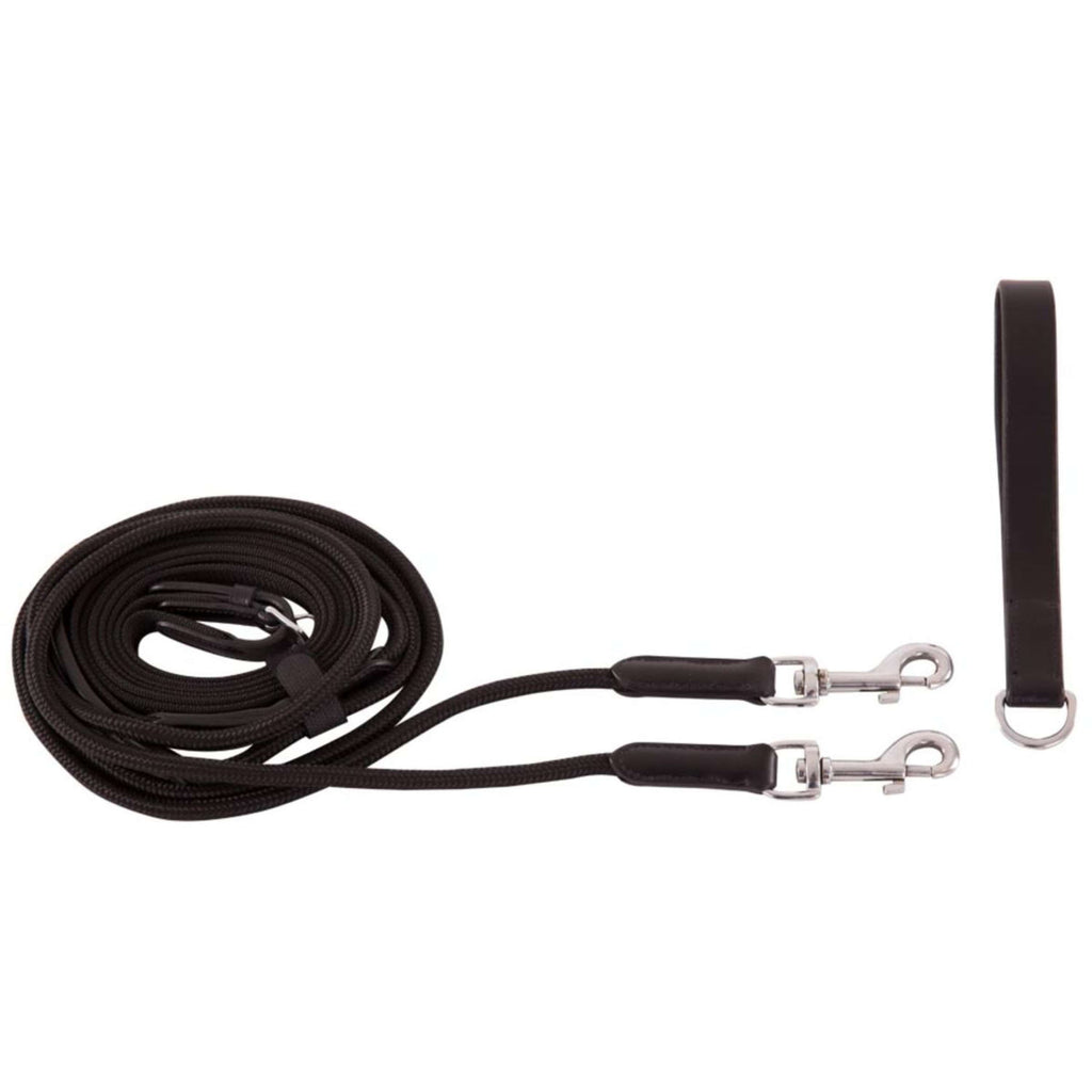 BR Rênes Allemandes Blackpool Anti-slip + Corde Noir/Argent