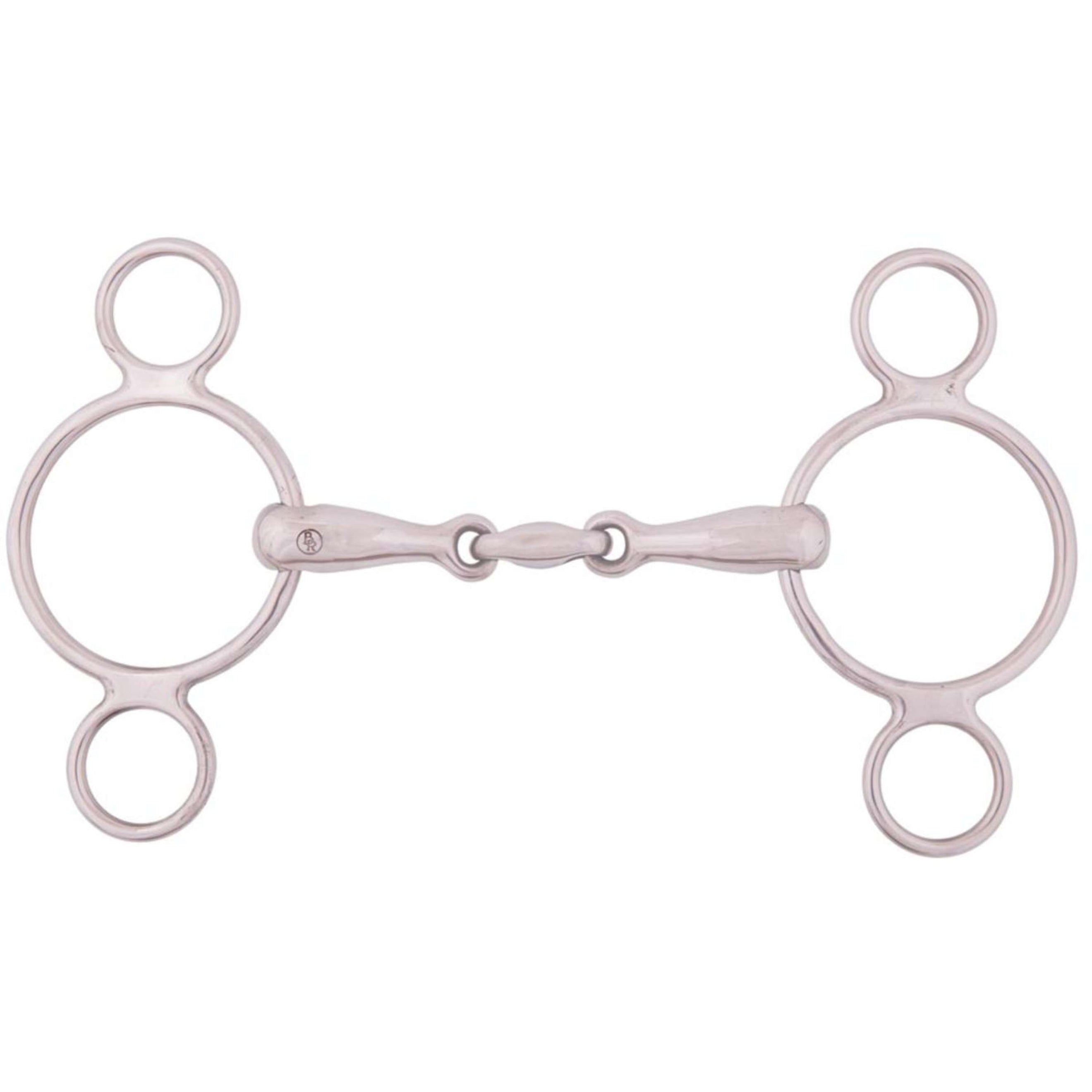 BR Mors de Filet 3 Anneaux Massif Double Brisure 18mm RVS BR Mors de Filet 3 Anneaux Massif Double Brisure 18mm RVS