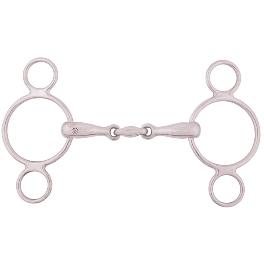 BR Mors de Filet 3 Anneaux Massif Double Brisure 18mm RVS